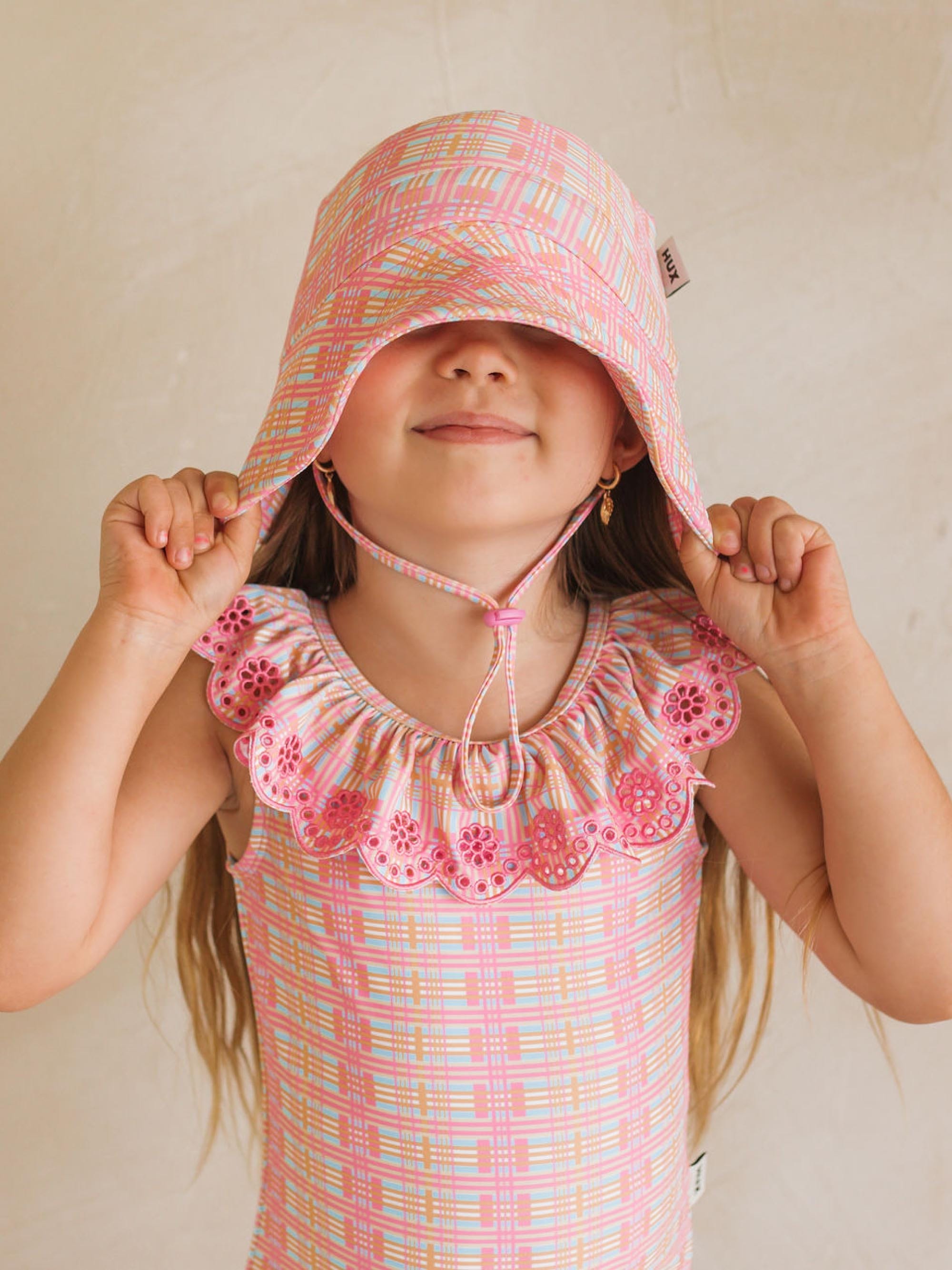 Beach Club Check Swimhat SWIMWEAR Huxbaby Shopify