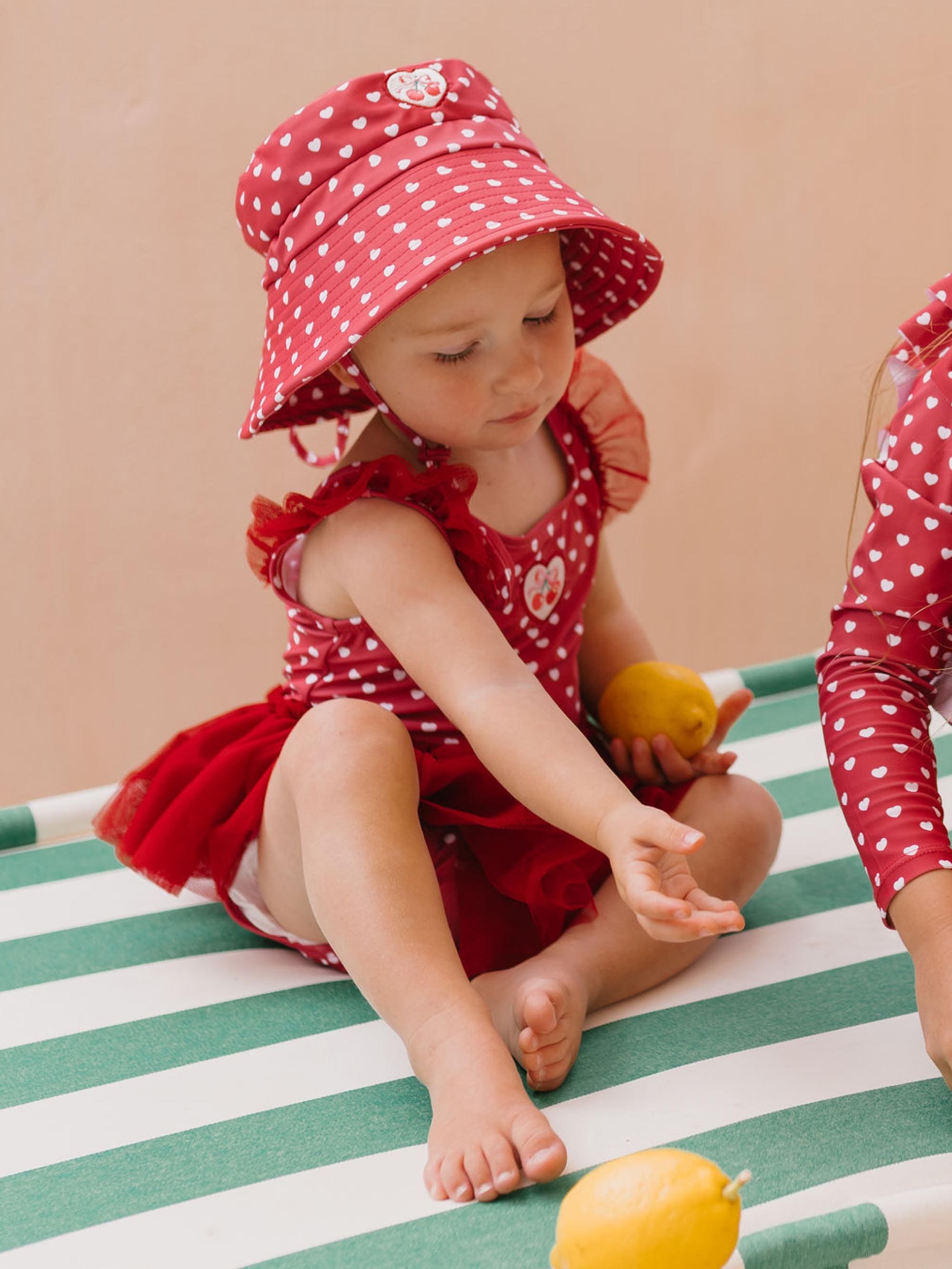 I Heart You Polka Dot Swimhat SWIMWEAR Huxbaby Shopify