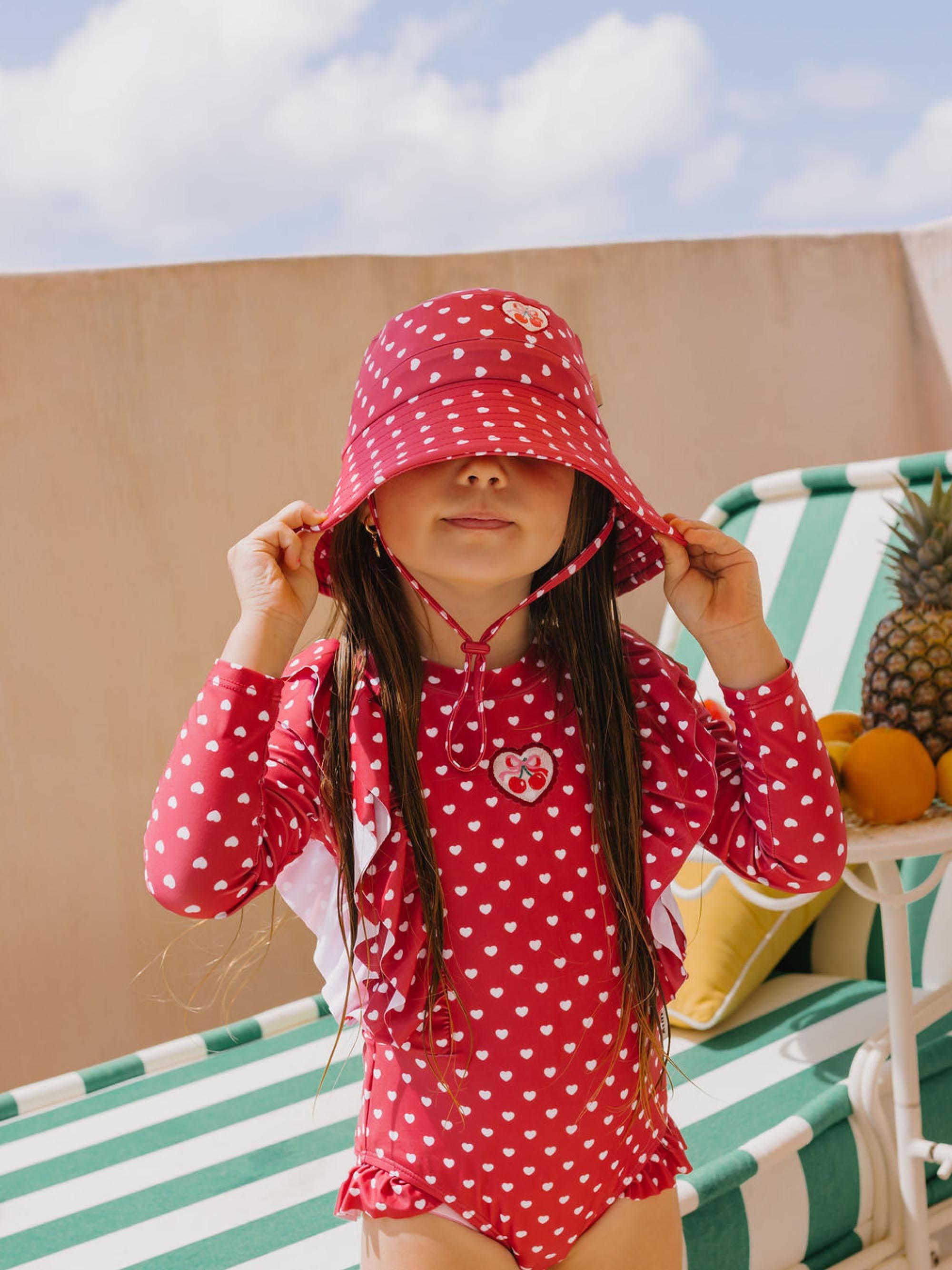 I Heart You Polka Dot Swimhat SWIMWEAR Huxbaby Shopify