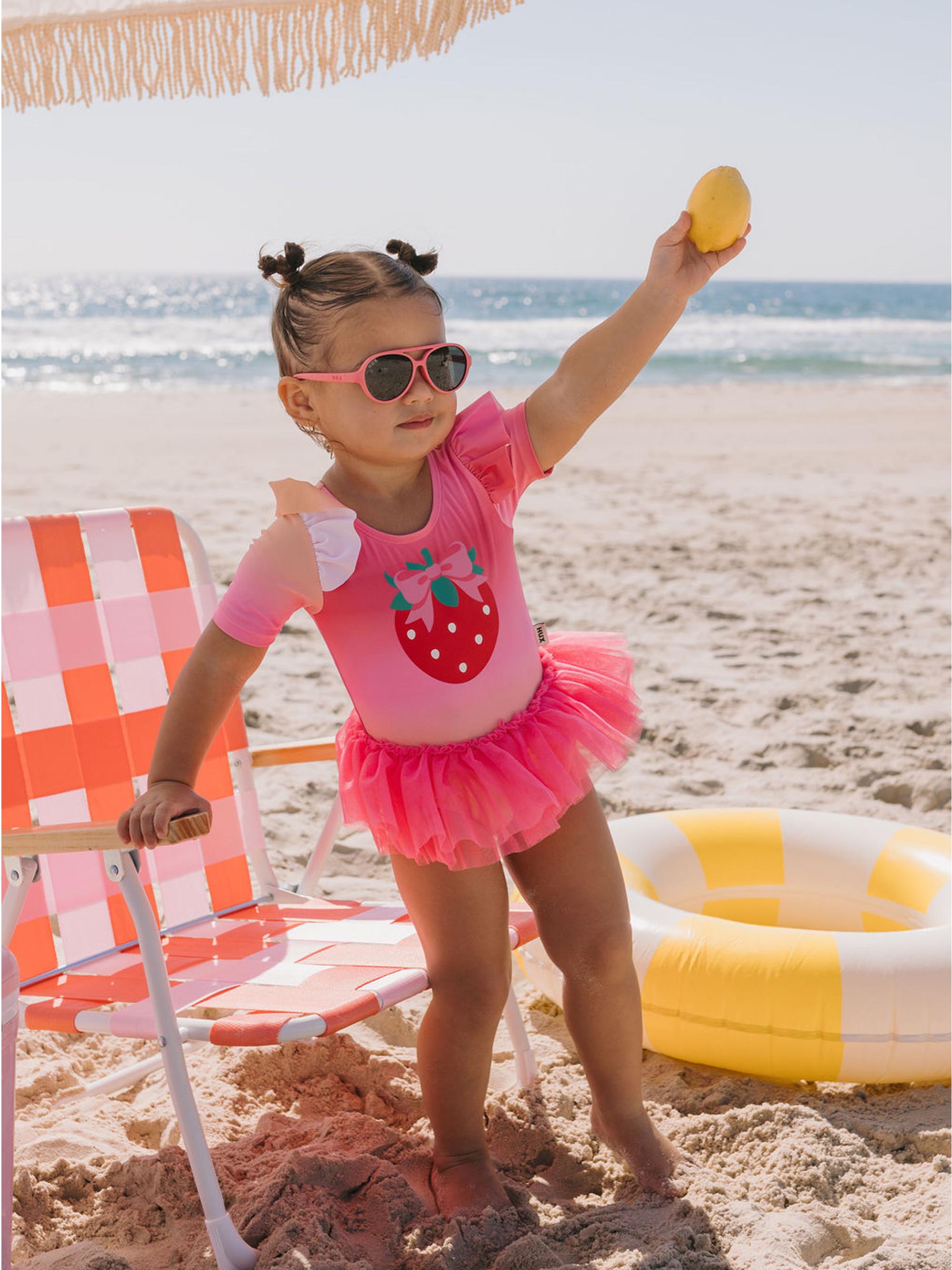 Sunset Ombre Strawberry Tulle Swimsuit SWIMWEAR Huxbaby Shopify