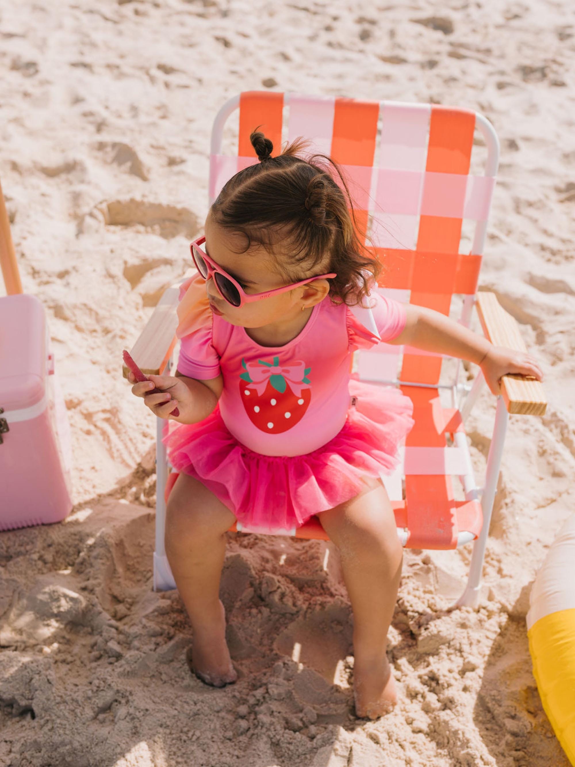 Sunset Ombre Strawberry Tulle Swimsuit SWIMWEAR Huxbaby Shopify