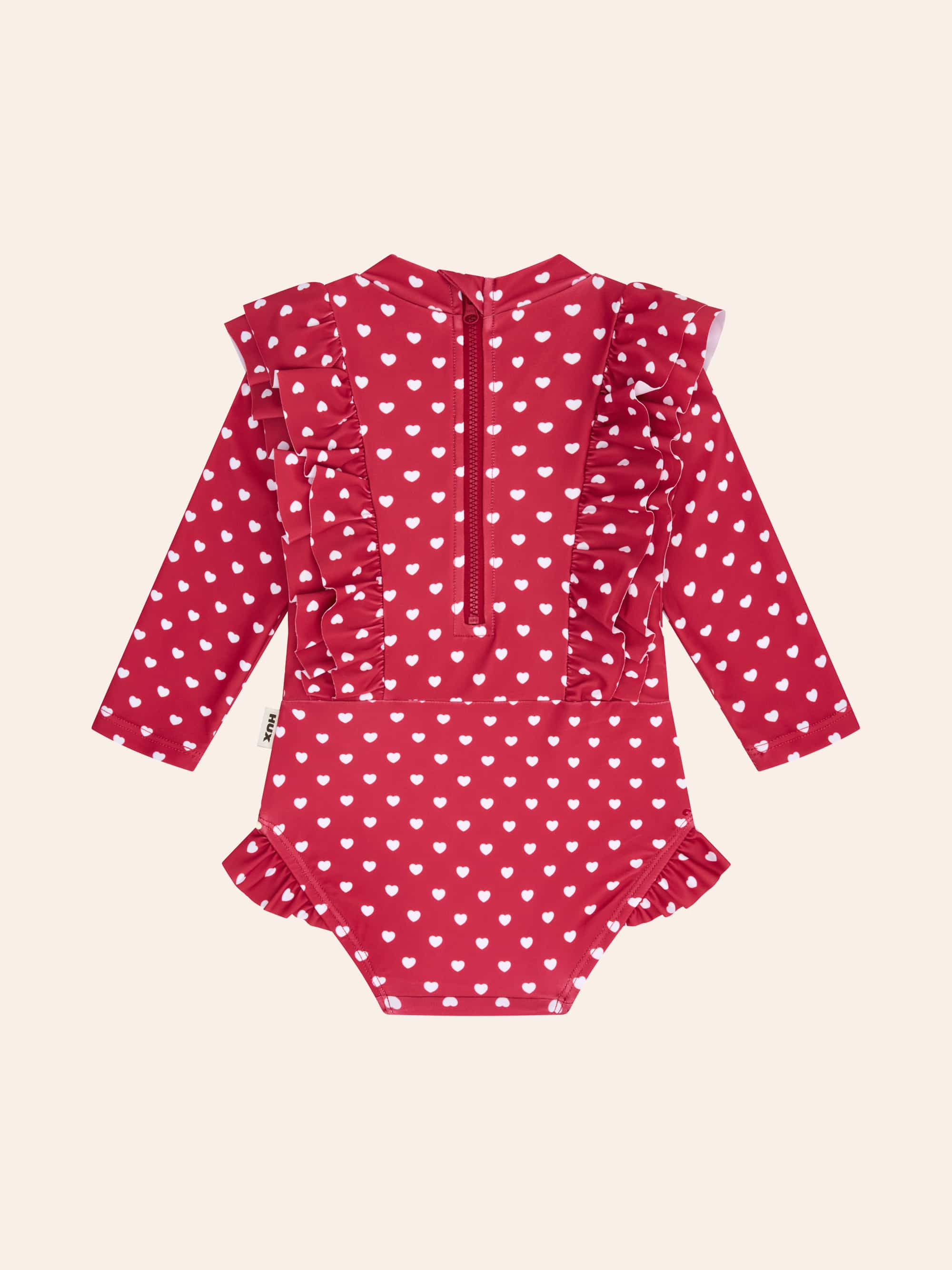 I Heart You Polka Dot Frill Swimsuit SWIMWEAR Huxbaby Shopify