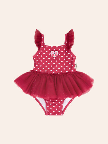 I Heart You Polka Dot Tulle Swimsuit SWIMWEAR Huxbaby Shopify