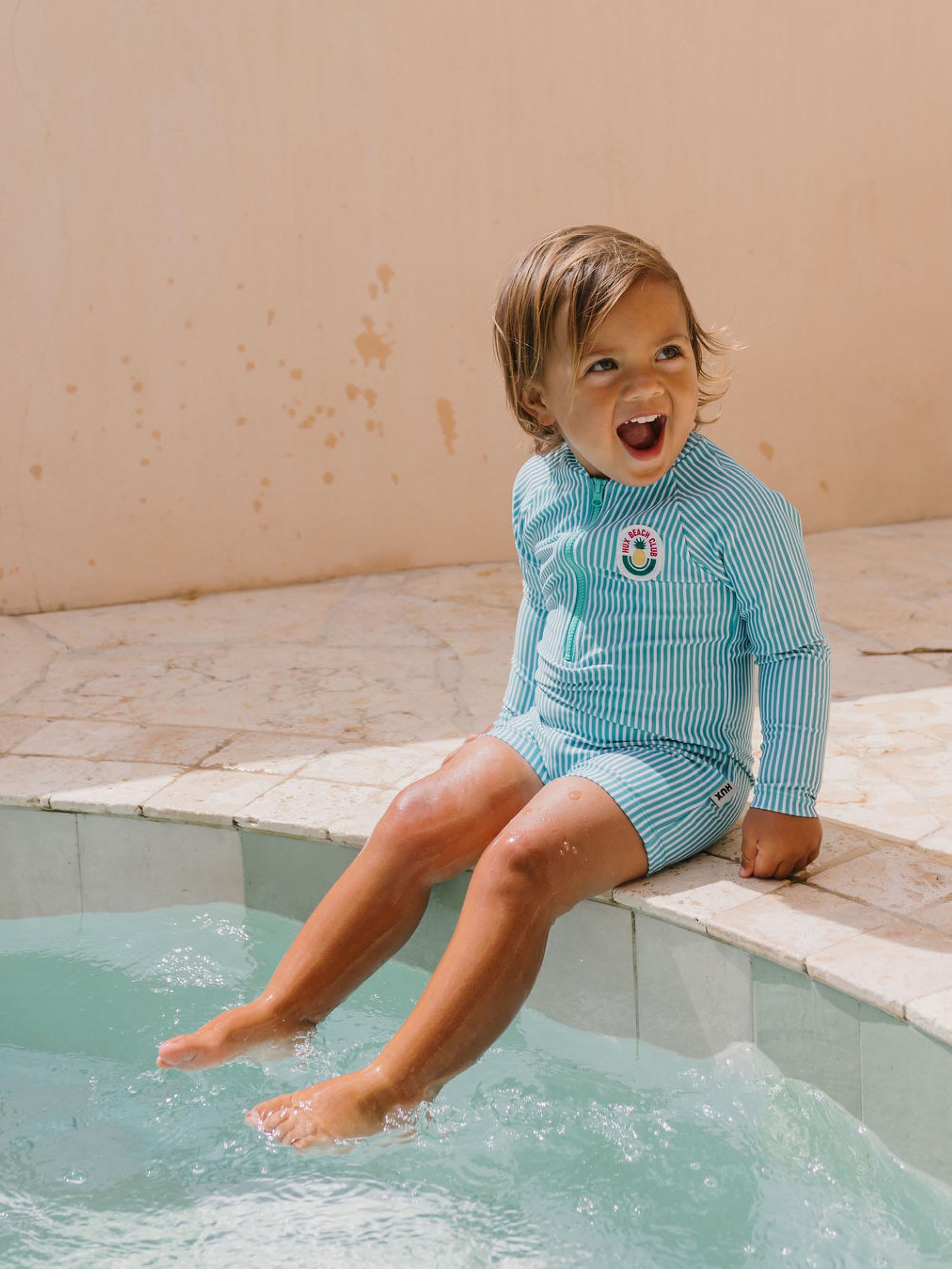 Beach Club Pineapple Stripe Swimsuit SWIMWEAR Huxbaby Shopify