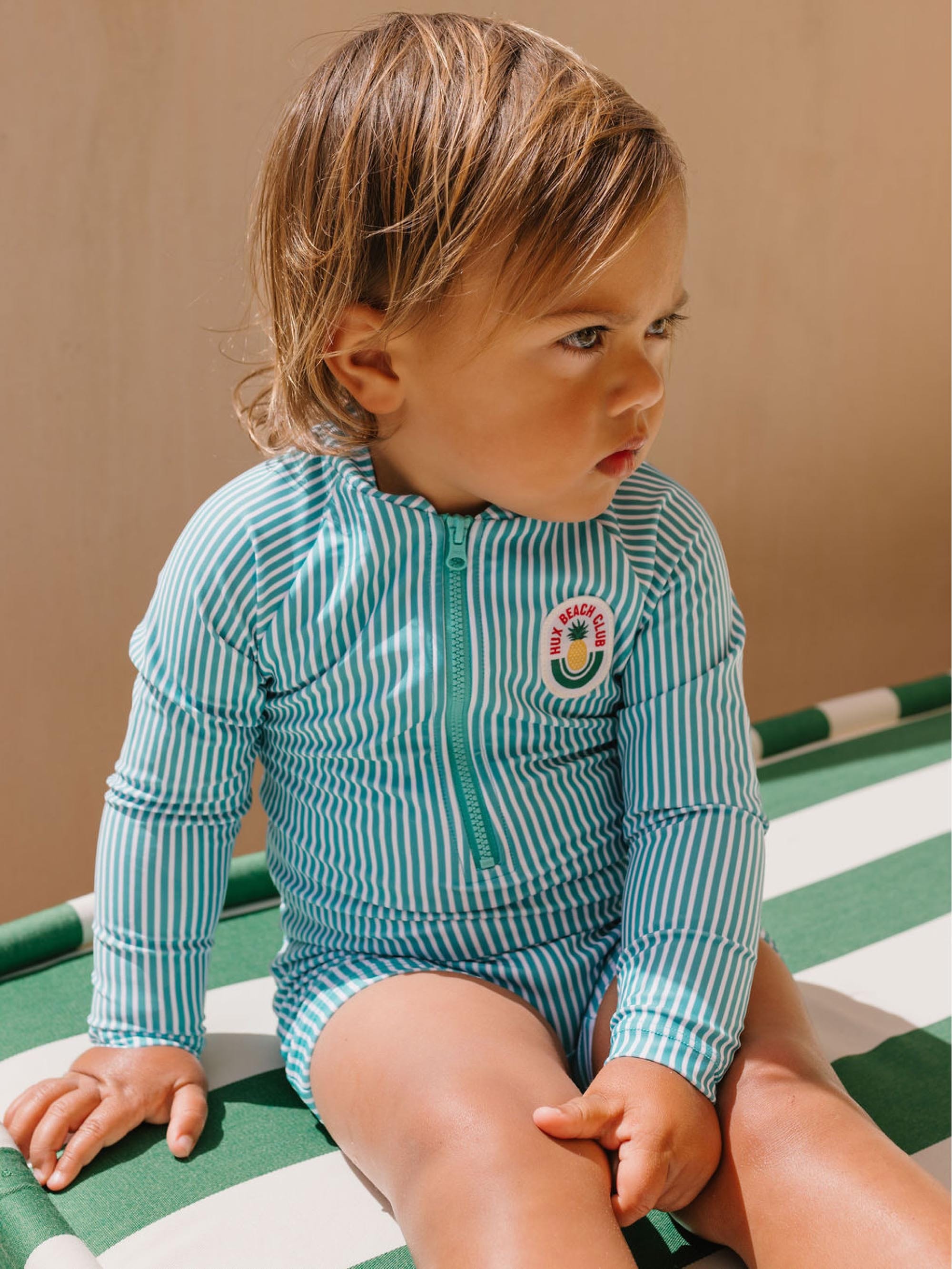 Beach Club Pineapple Stripe Swimsuit SWIMWEAR Huxbaby Shopify
