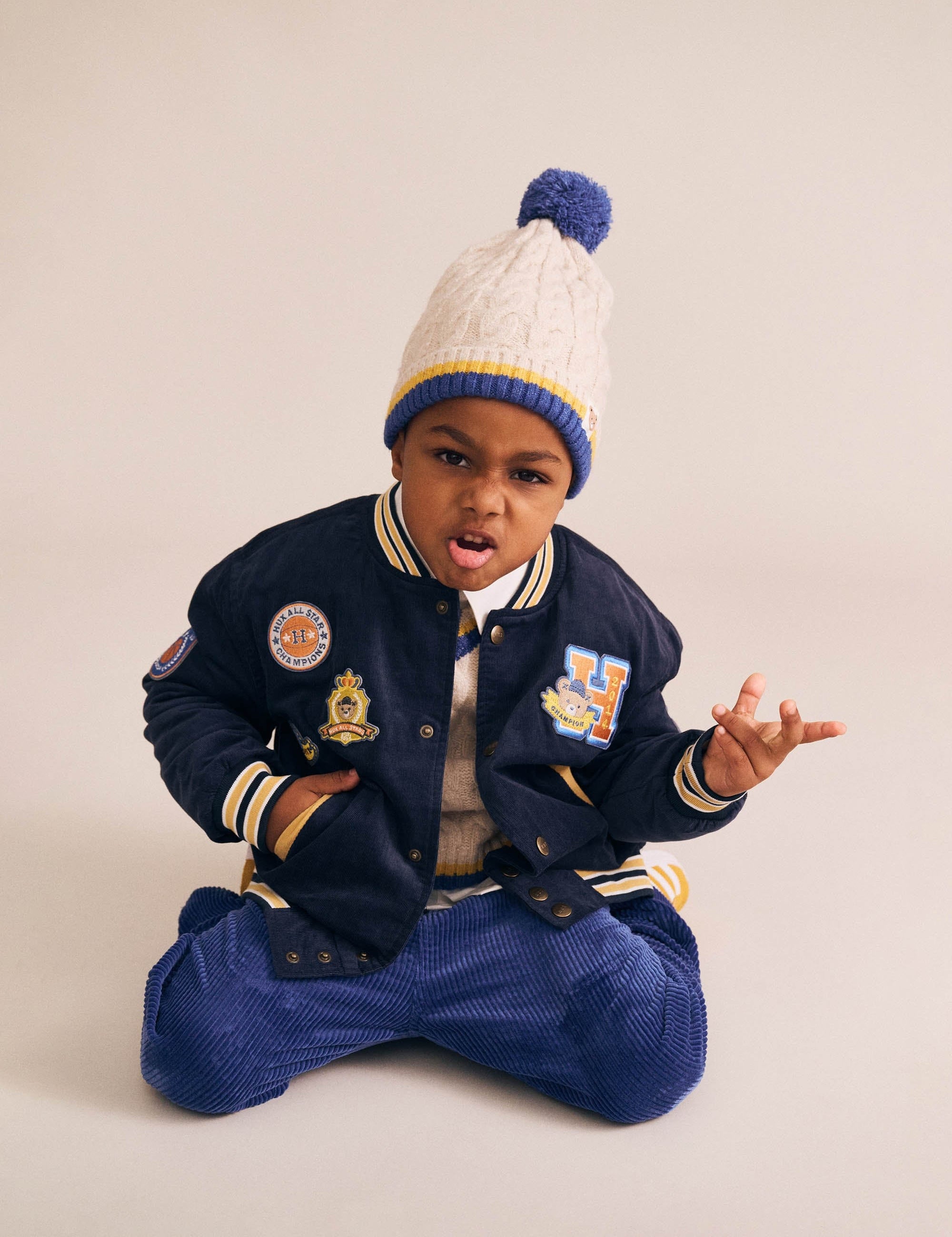 Cable Stripe Beanie ACCESSORIES Huxbaby