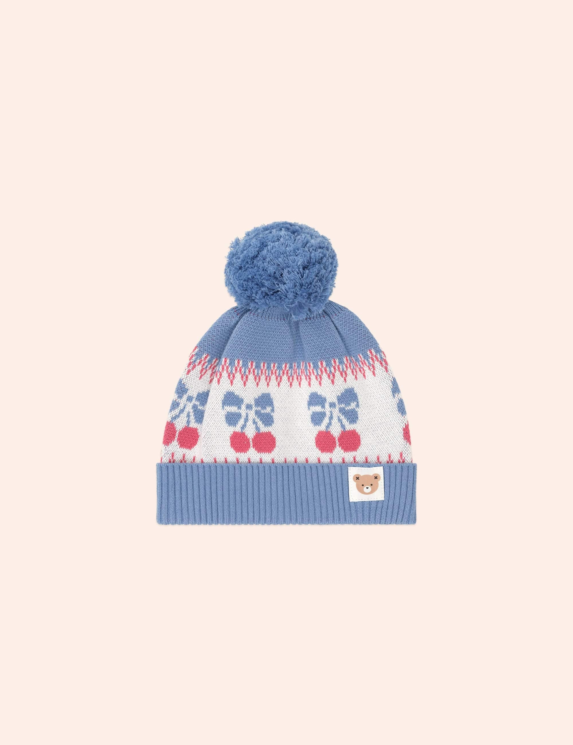 Folk Cherry Bow Beanie ACCESSORIES Huxbaby