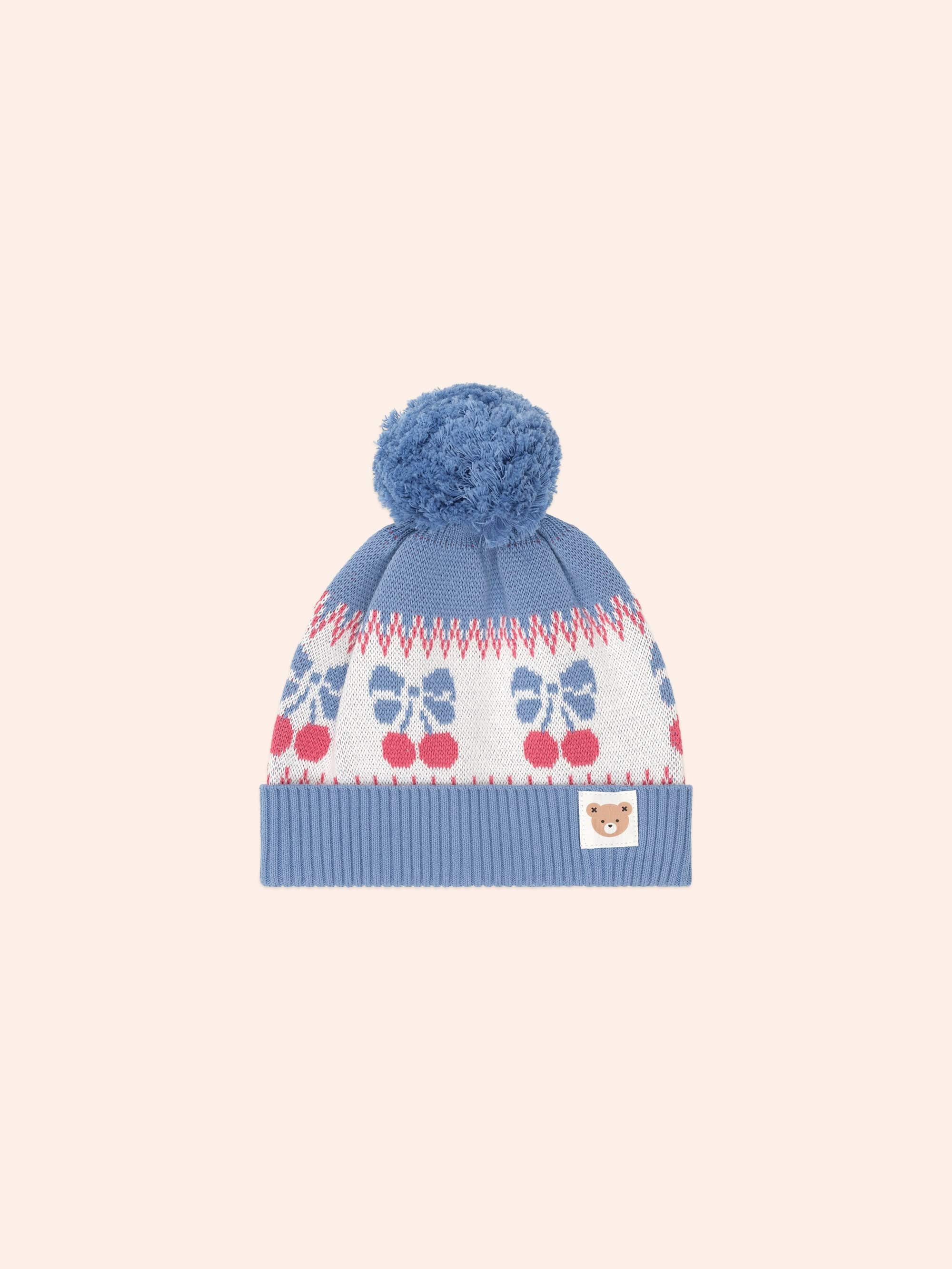 Folk Cherry Bow Beanie ACCESSORIES Huxbaby