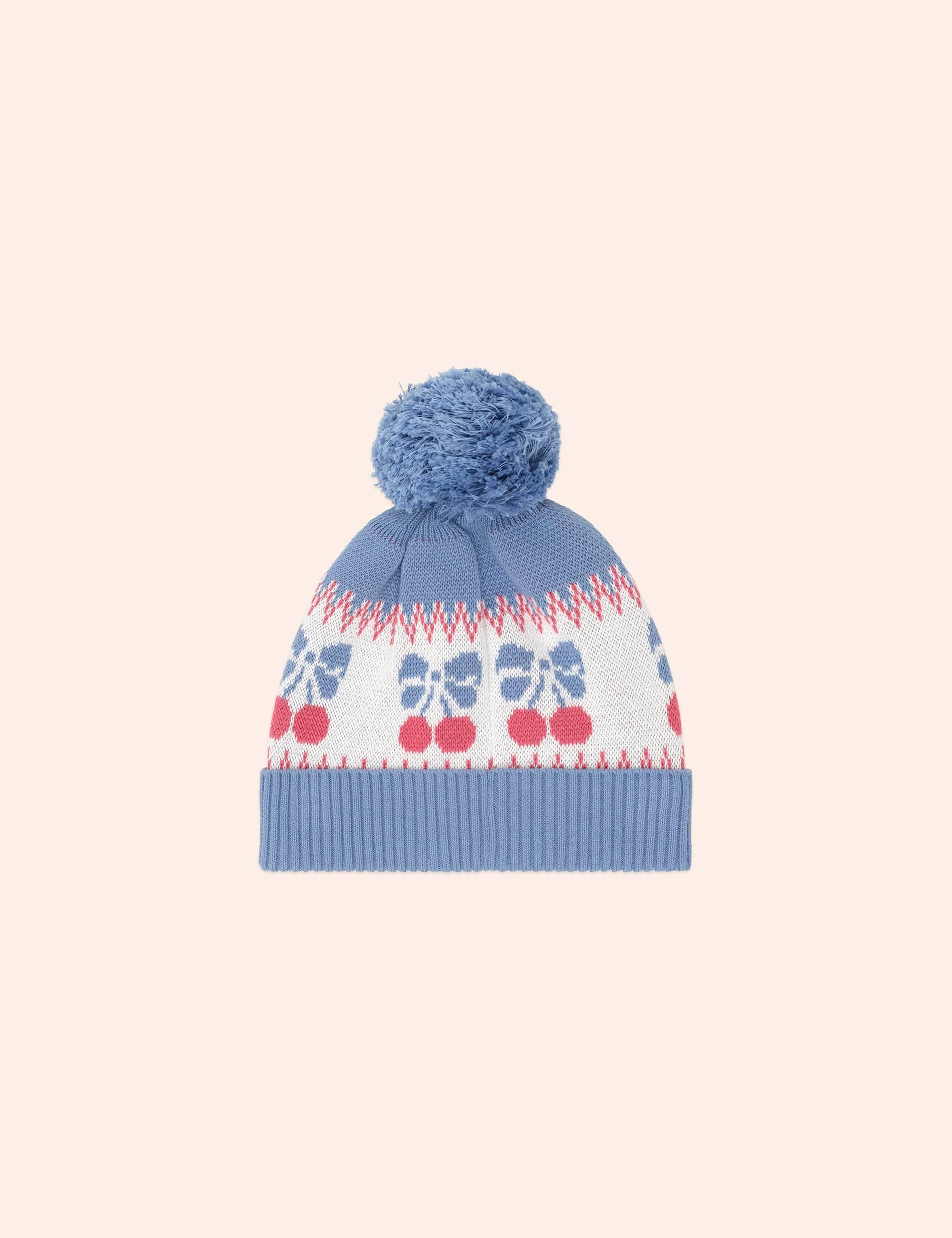 Folk Cherry Bow Beanie ACCESSORIES Huxbaby