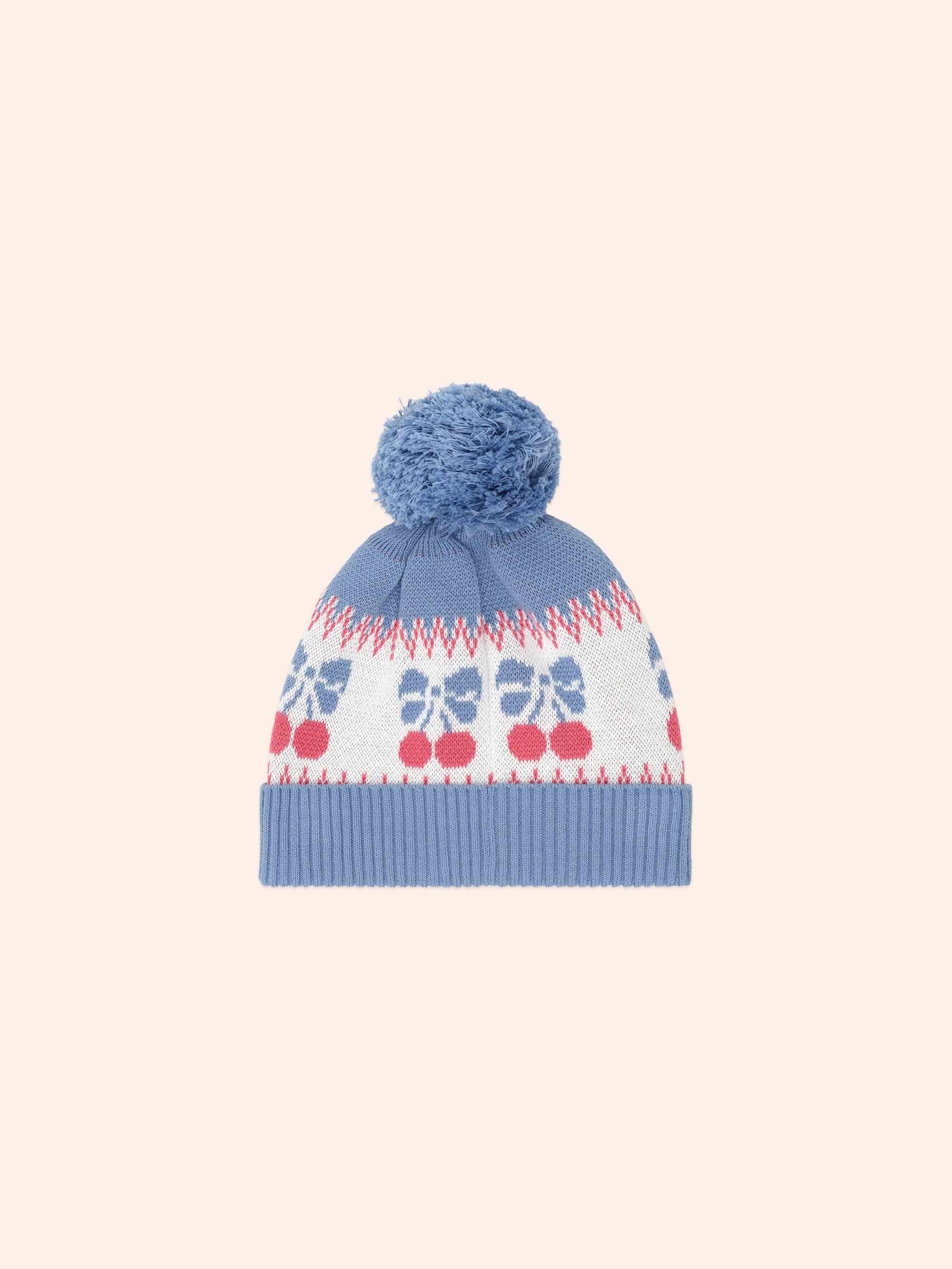 Folk Cherry Bow Beanie ACCESSORIES Huxbaby