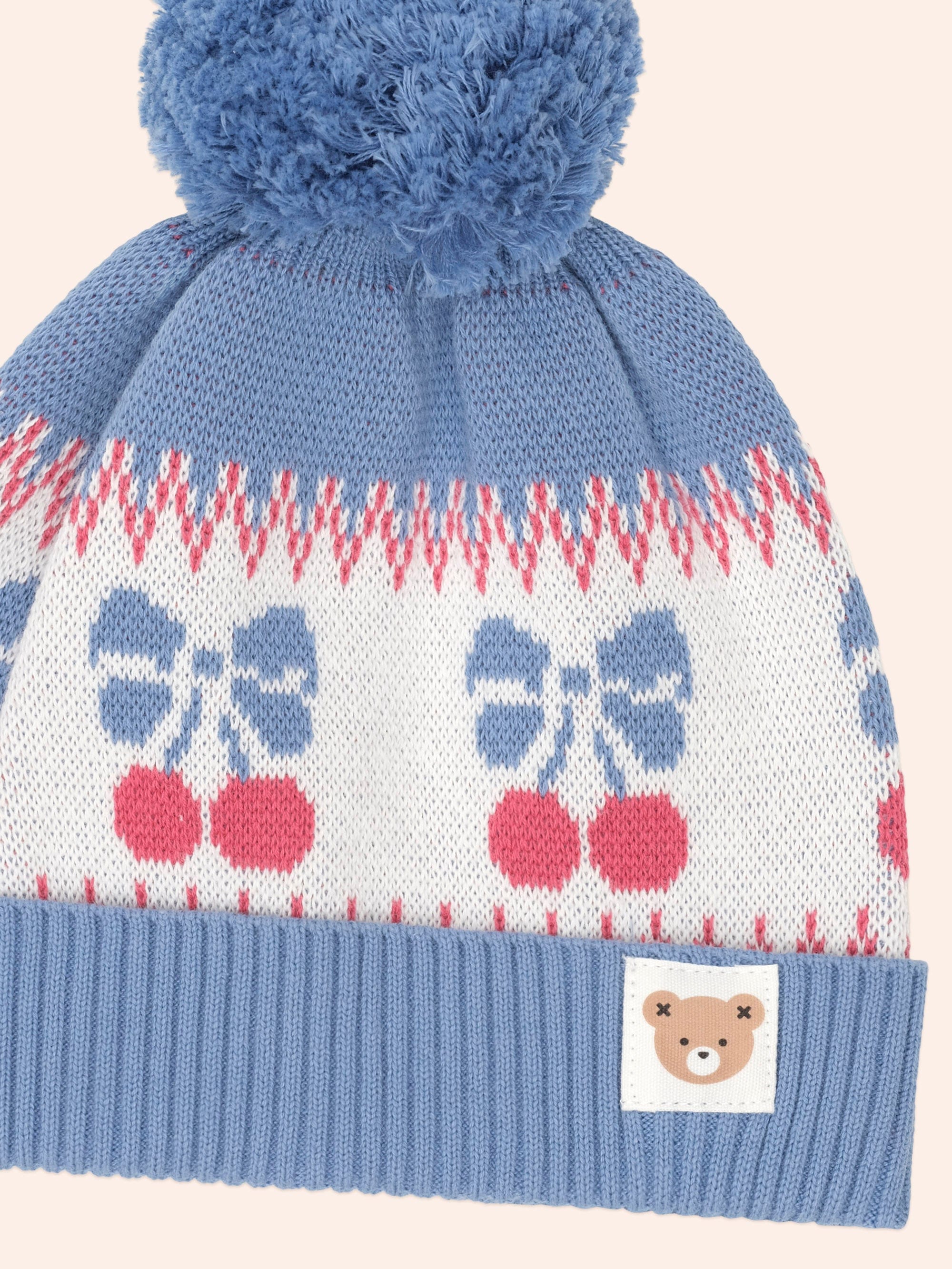 Folk Cherry Bow Beanie ACCESSORIES Huxbaby