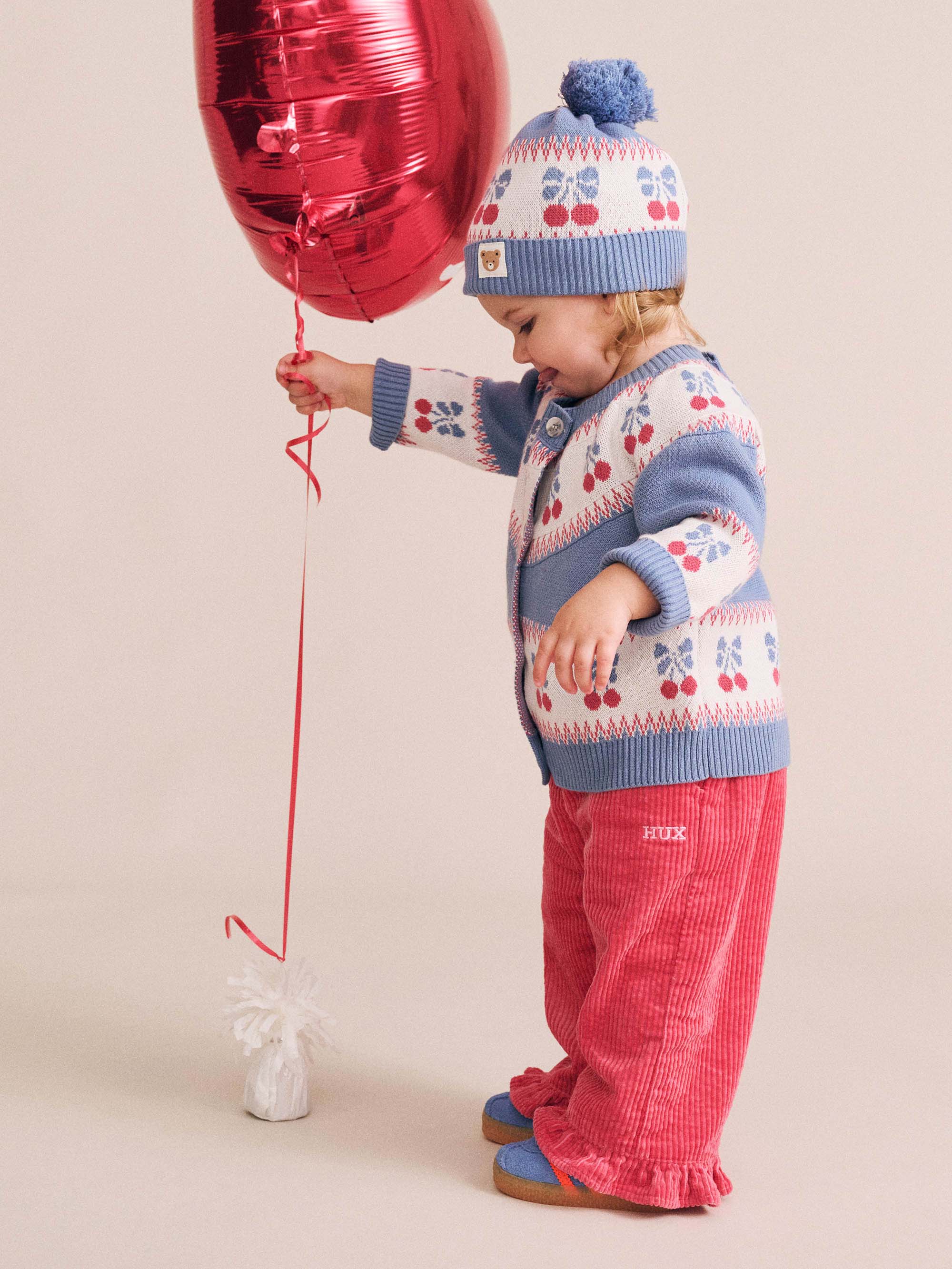 Folk Cherry Bow Beanie ACCESSORIES Huxbaby