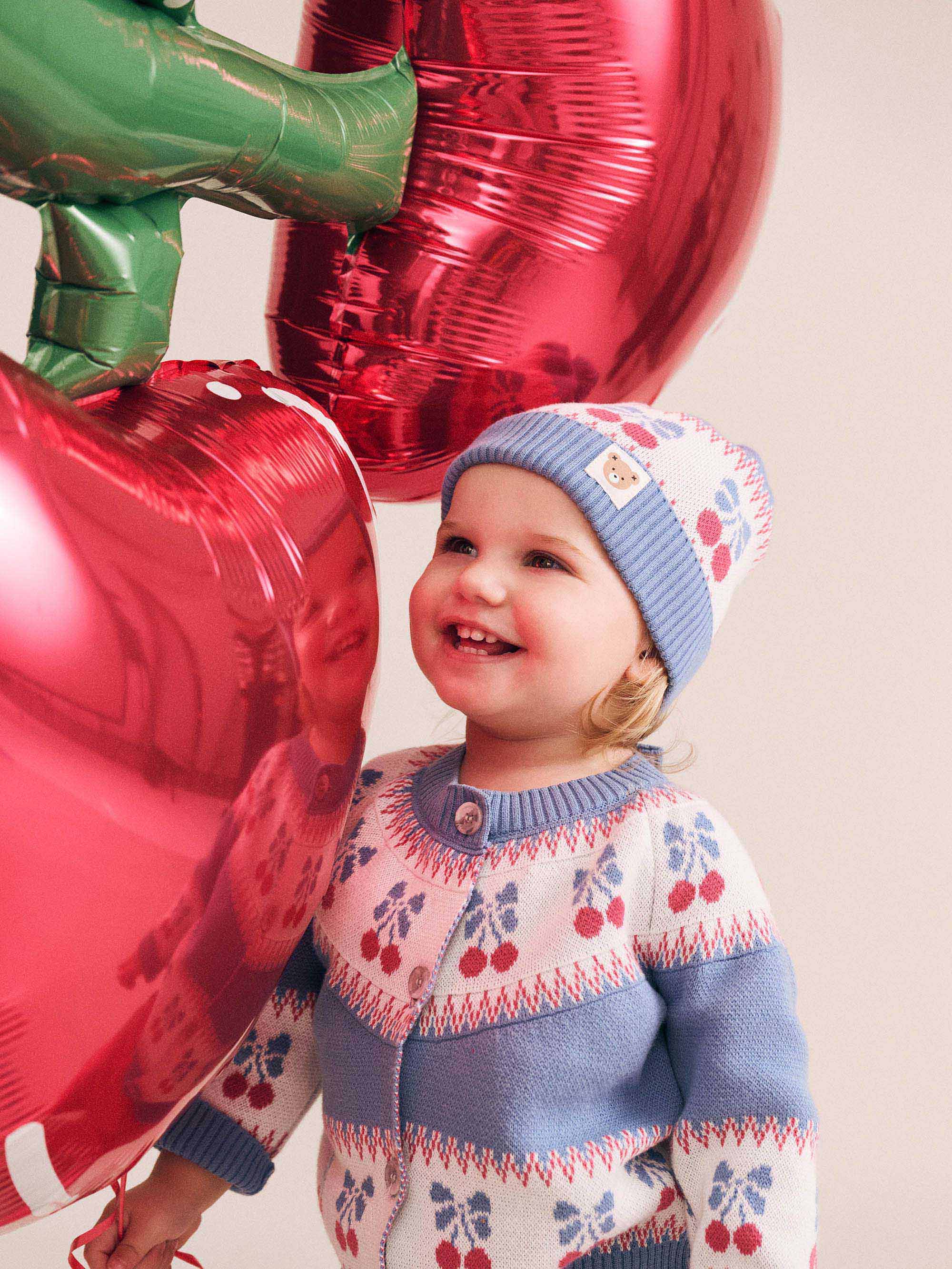 Folk Cherry Bow Beanie ACCESSORIES Huxbaby