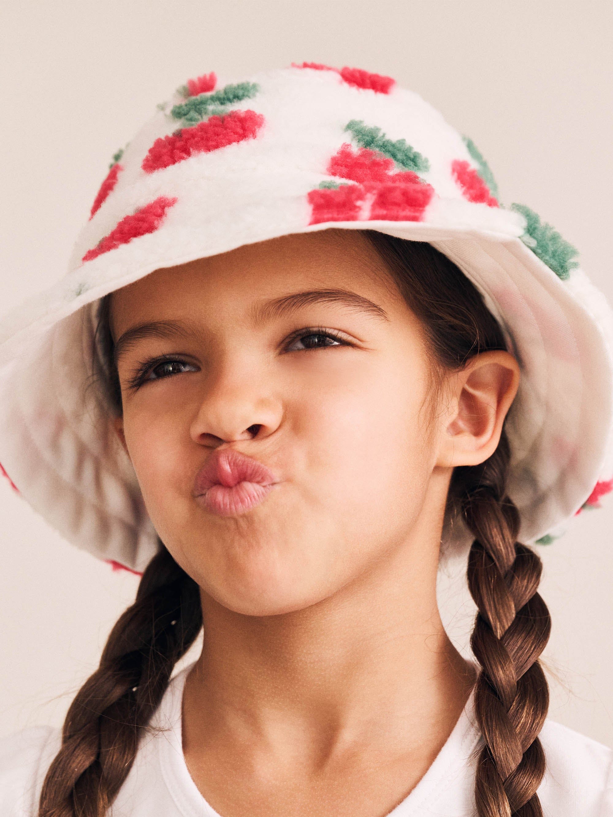 Very Cherry Sherpa Bucket Hat ACCESSORIES Huxbaby