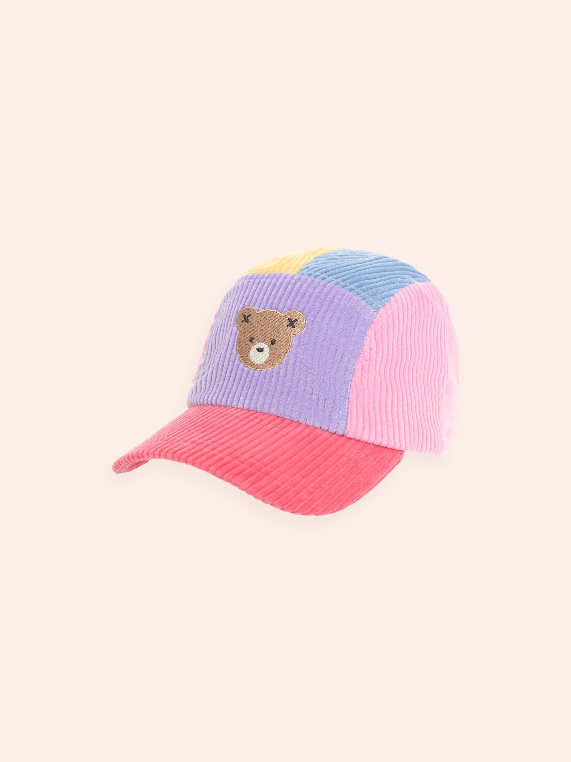 Colour Block Cord Panel Cap Pink ACCESSORIES Huxbaby