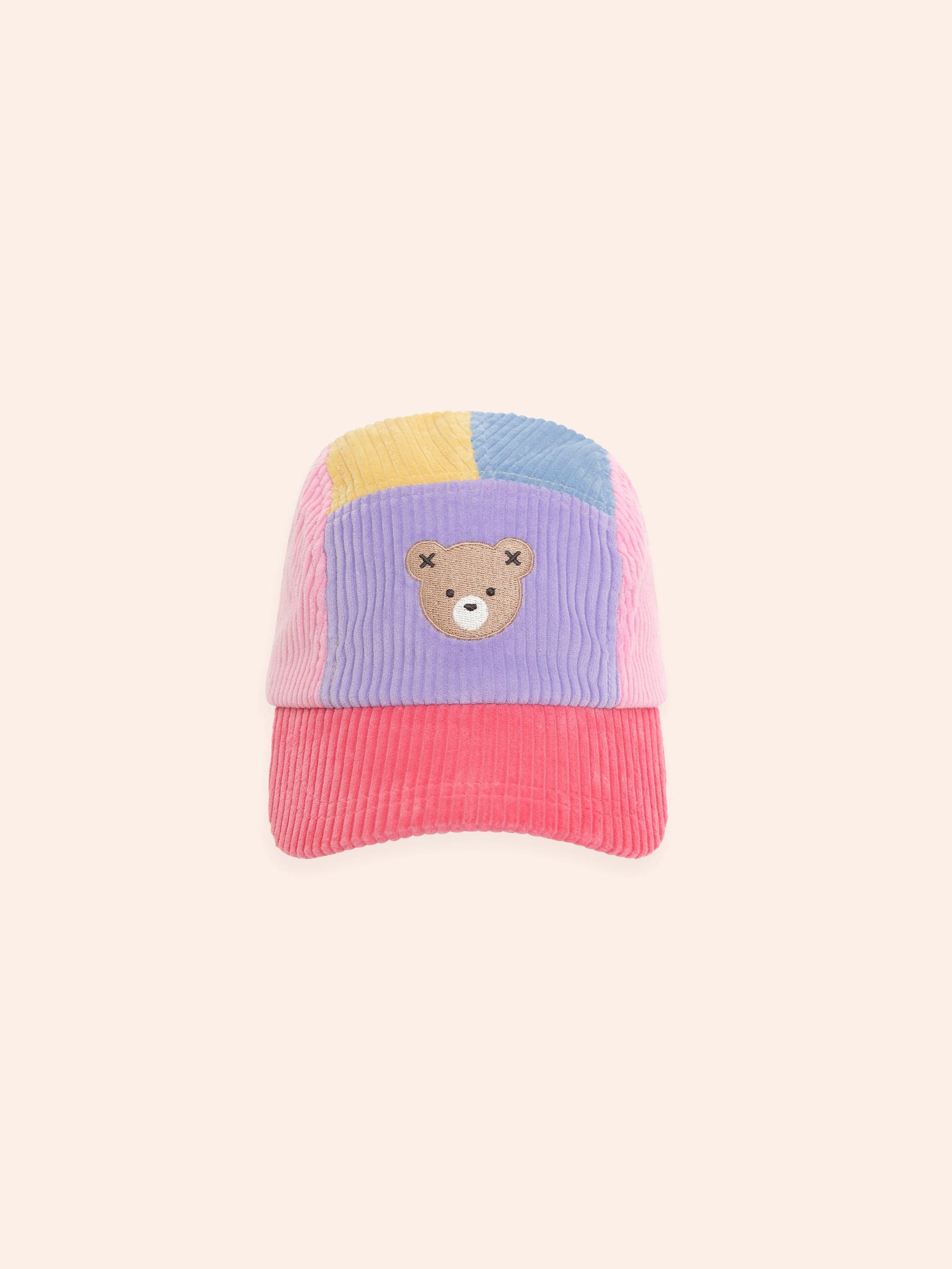 Colour Block Cord Panel Cap Pink ACCESSORIES Huxbaby