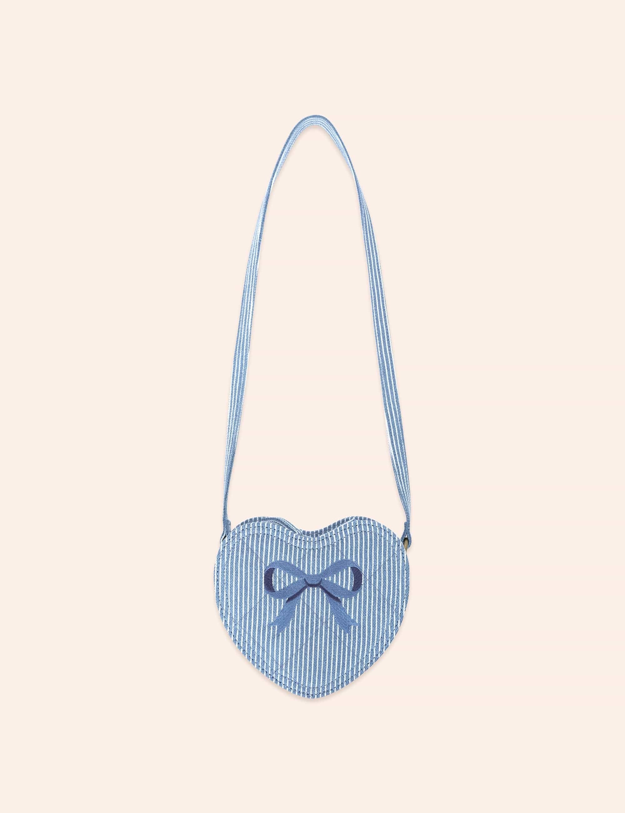 Stripe Denim Bow Heart Handbag ACCESSORIES Huxbaby
