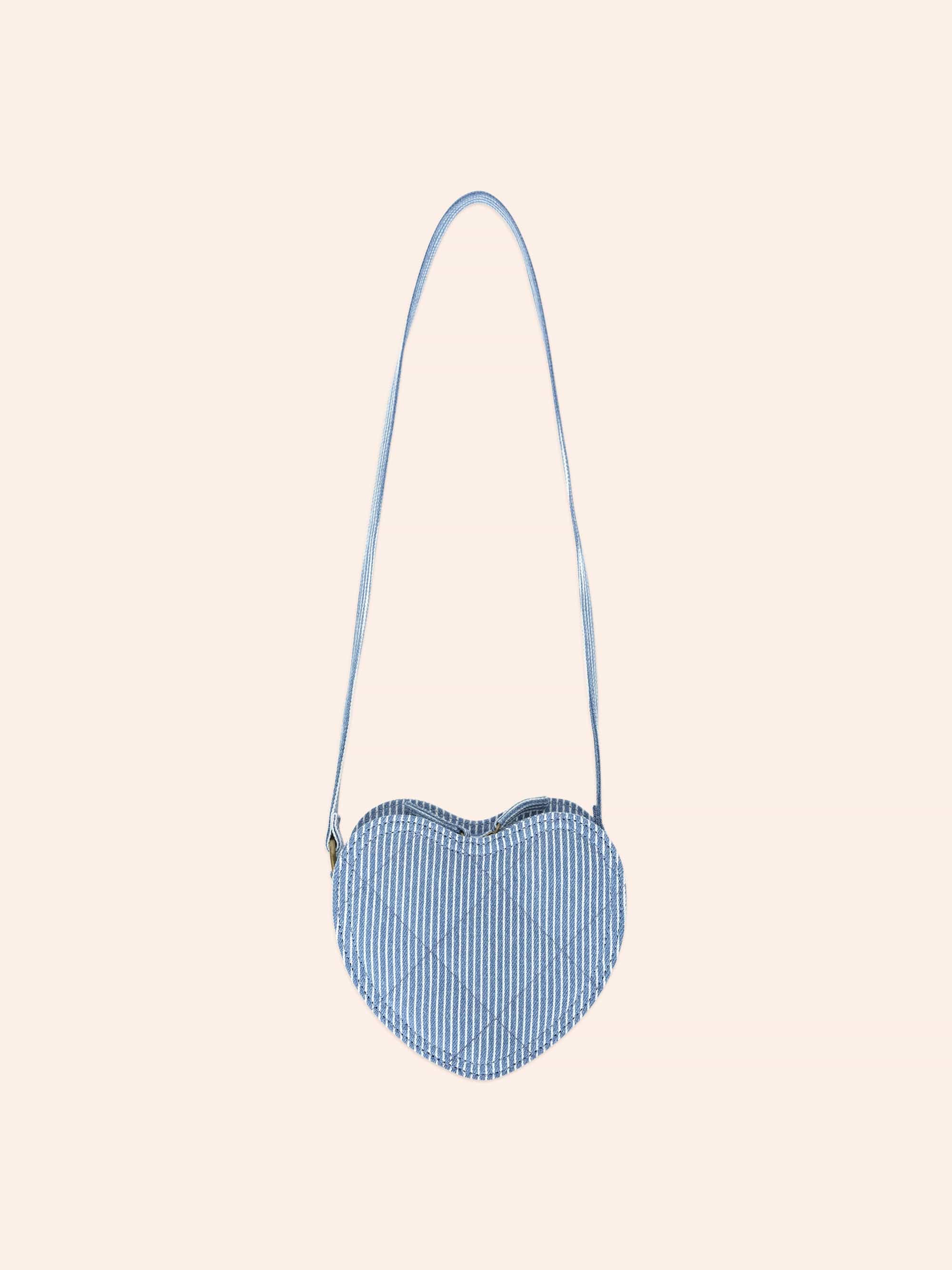 Stripe Denim Bow Heart Handbag ACCESSORIES Huxbaby
