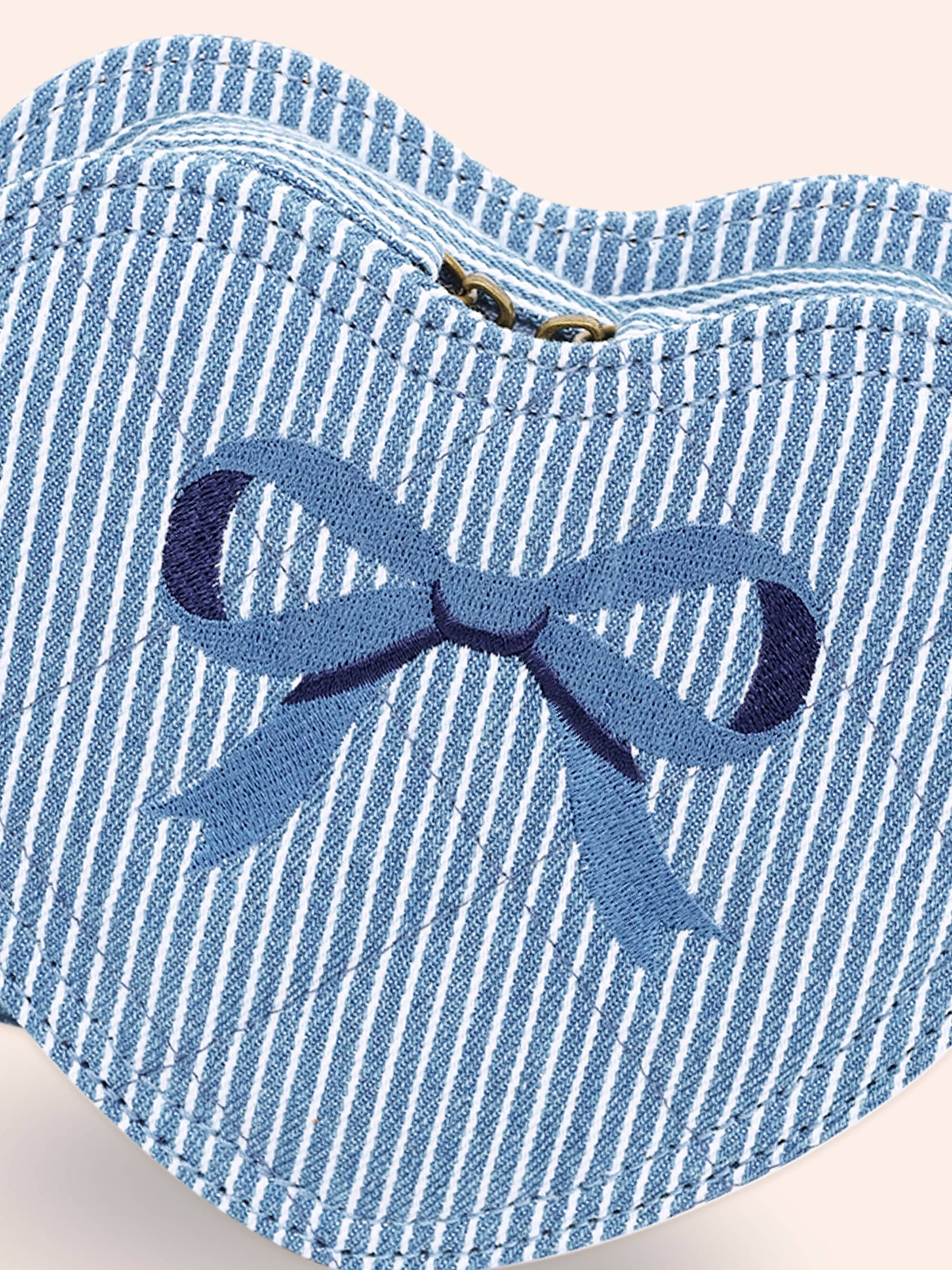 Stripe Denim Bow Heart Handbag ACCESSORIES Huxbaby