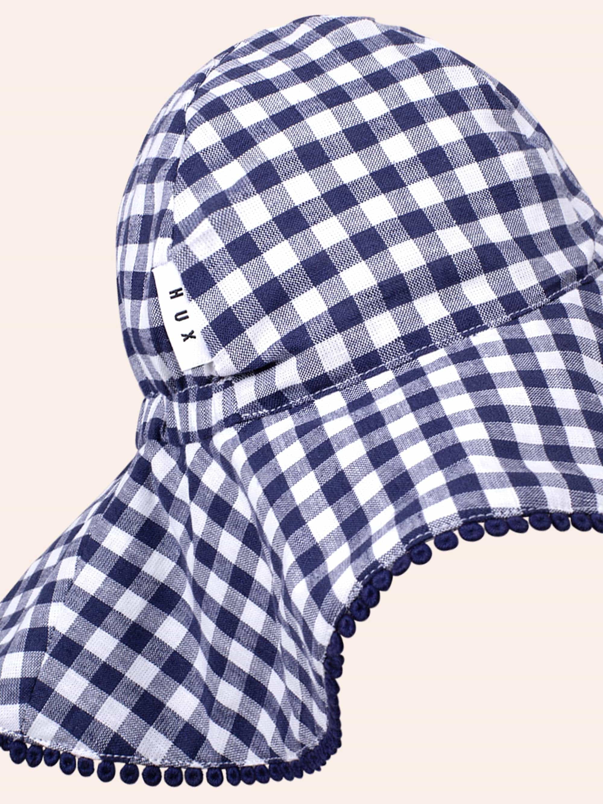 Frilly Sunhat Cherry Pie Check ACCESSORIES Huxbaby