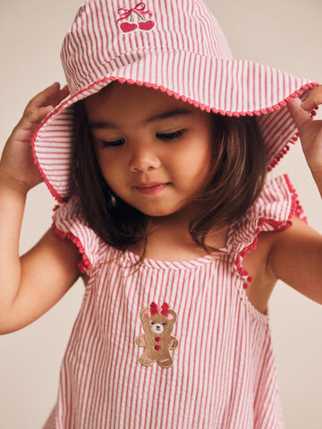 Frilly Sunhat Cherry Pie Stripe ACCESSORIES Huxbaby
