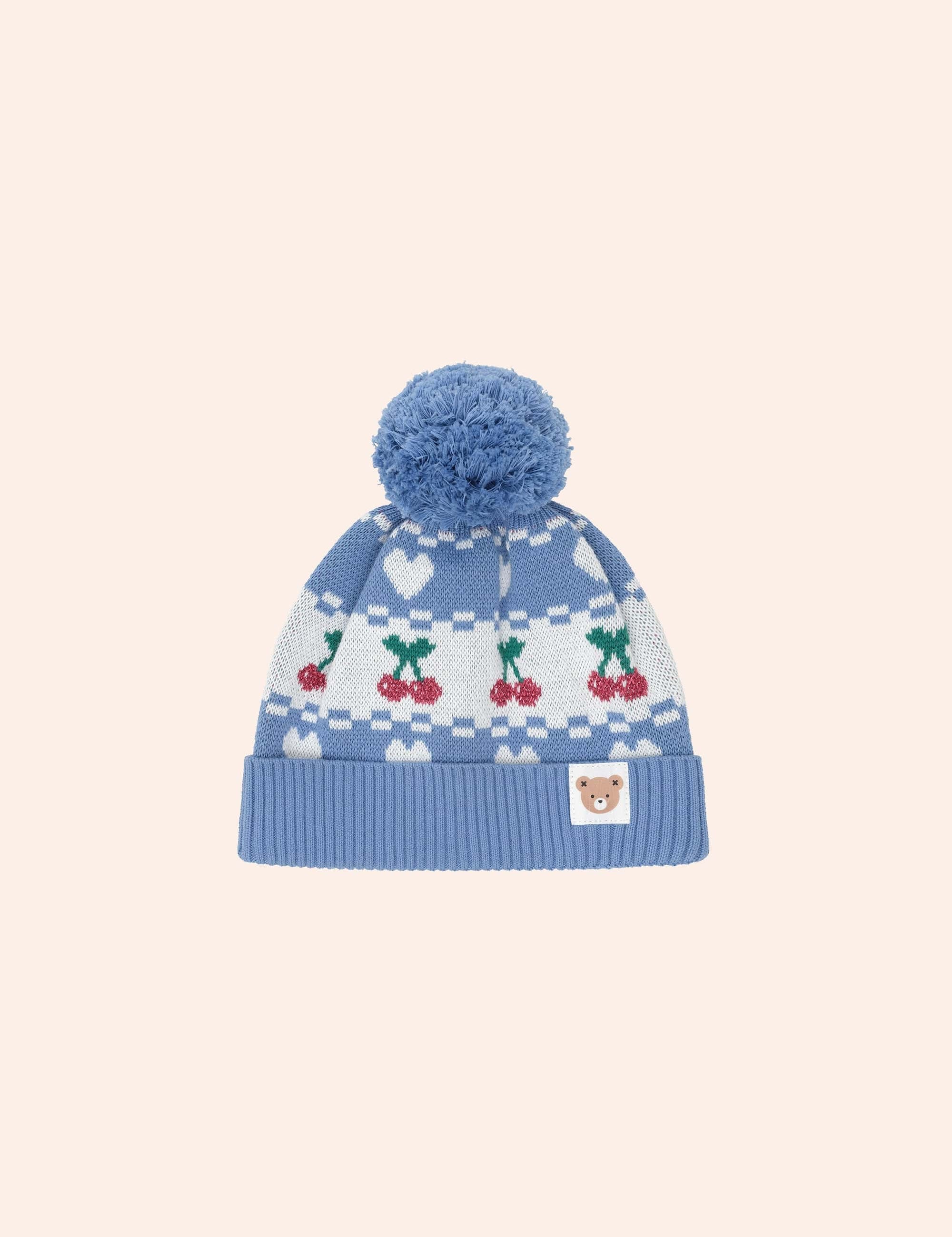 Cherry Heart Knit Beanie ACCESSORIES Huxbaby