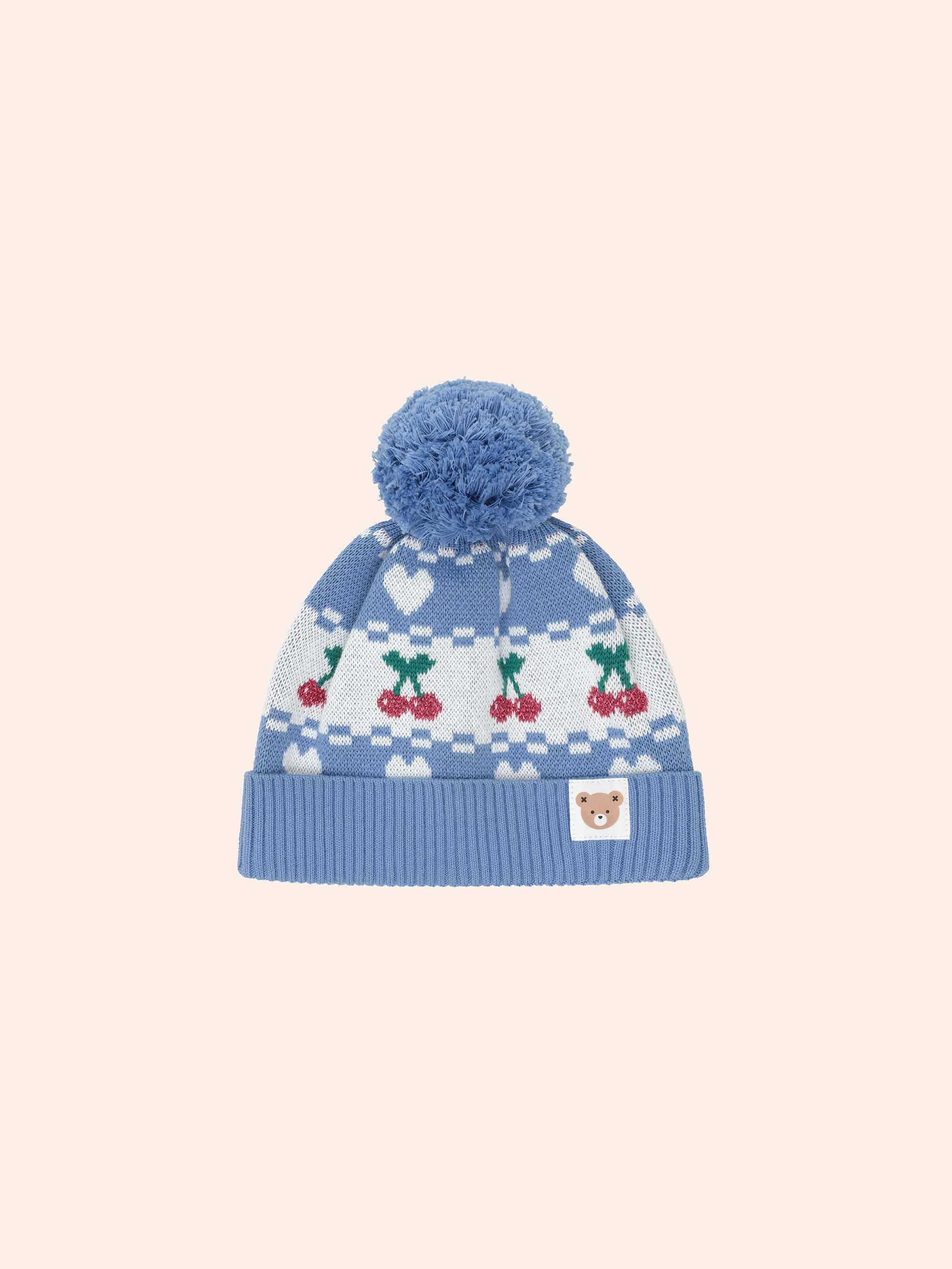 Cherry Heart Knit Beanie ACCESSORIES Huxbaby