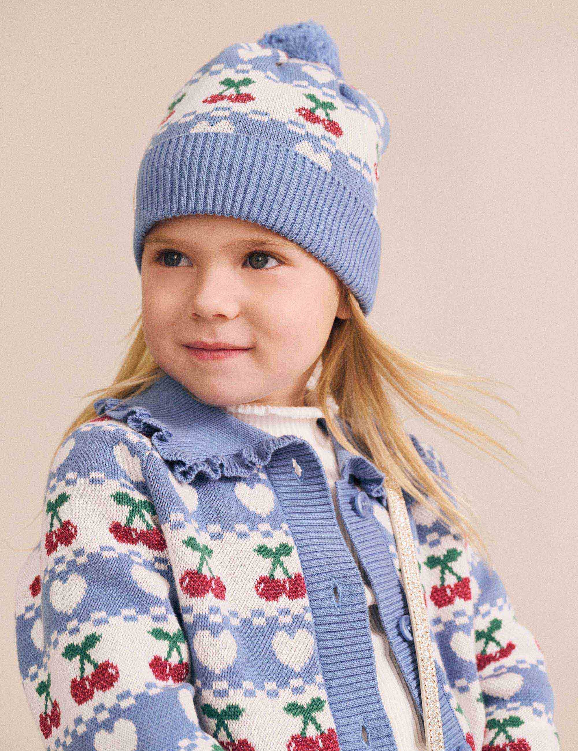 Cherry Heart Knit Beanie ACCESSORIES Huxbaby