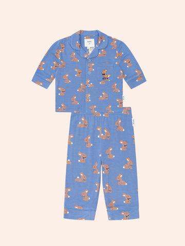 Vintage Blue Bunny Pj Set SLEEPWEAR Huxbaby
