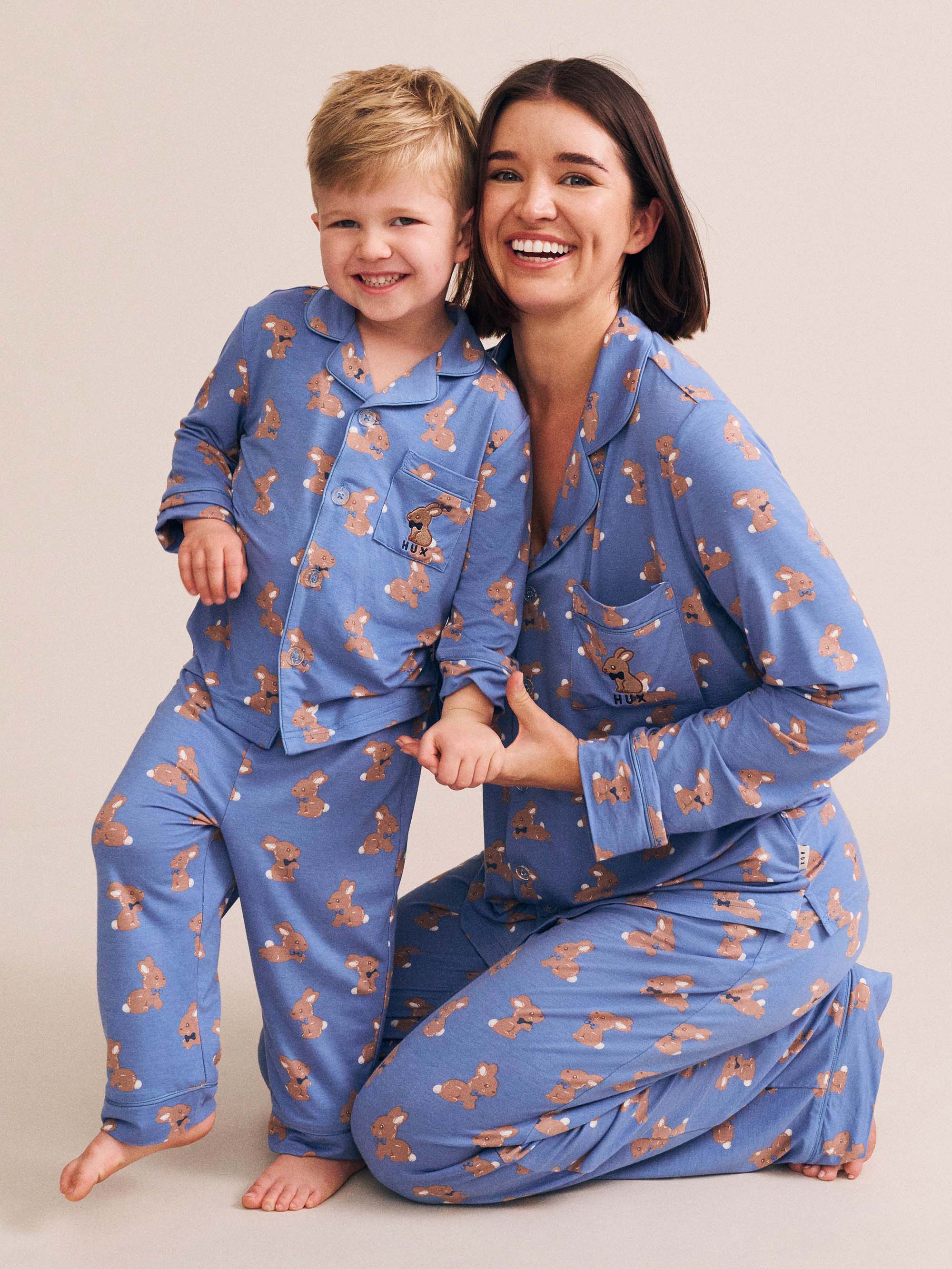 Vintage Blue Bunny Pj Set SLEEPWEAR Huxbaby