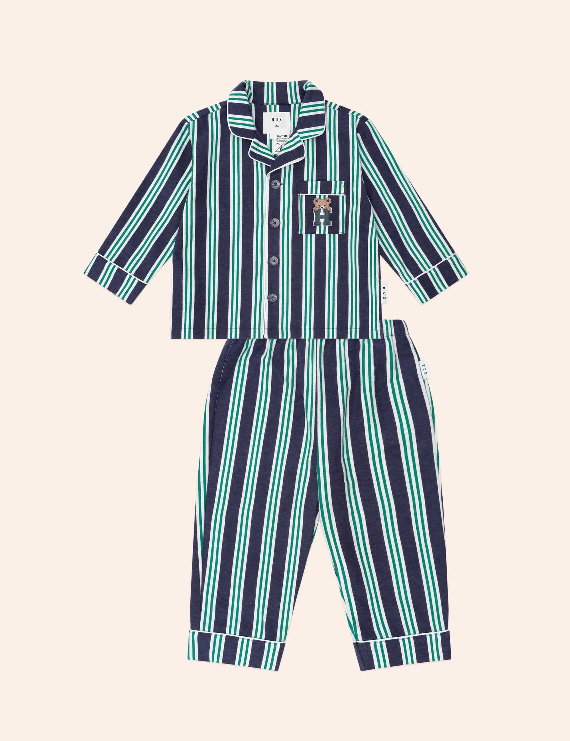 Classic Stripe Flannel Pj Set SLEEPWEAR Huxbaby