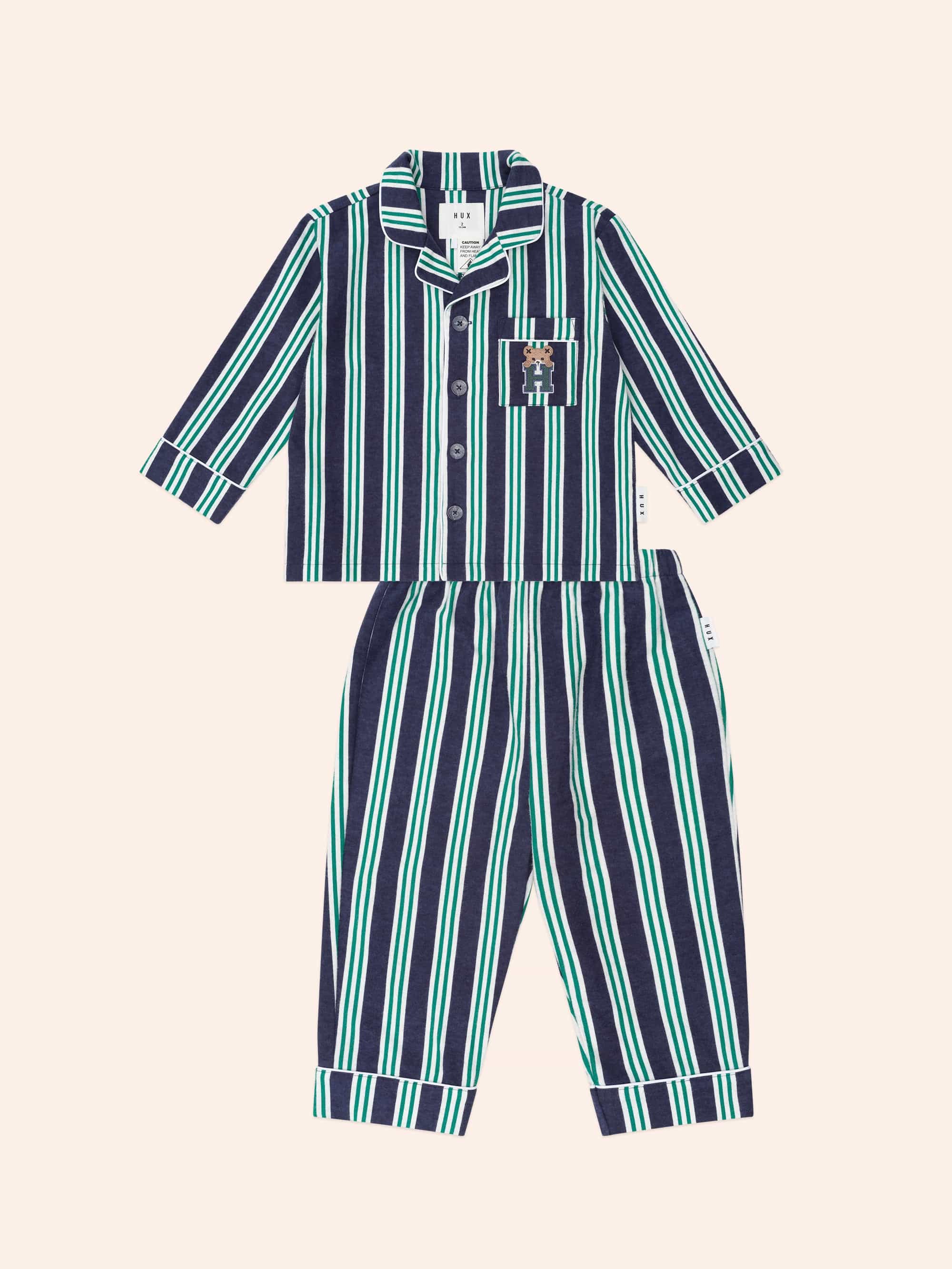 Classic Stripe Flannel Pj Set SLEEPWEAR Huxbaby