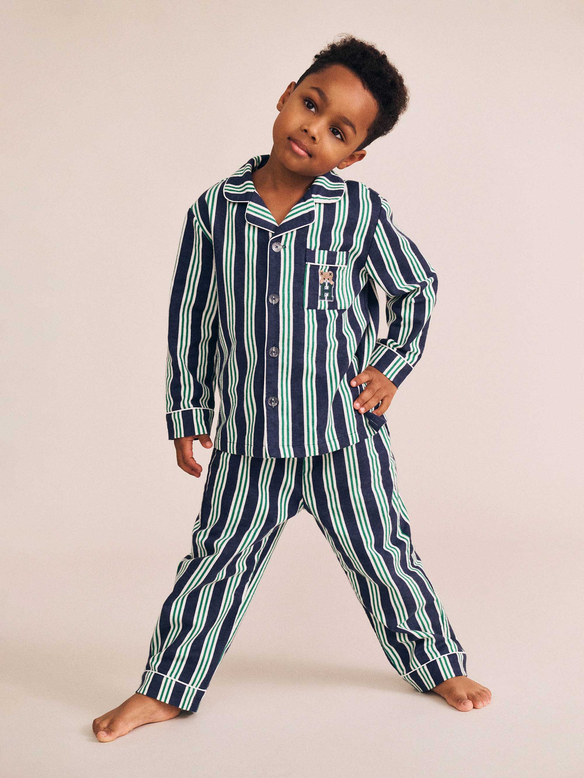 Classic Stripe Flannel Pj Set SLEEPWEAR Huxbaby
