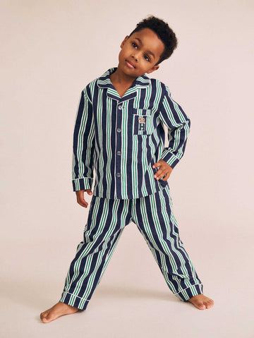 Classic Stripe Flannel Pj Set SLEEPWEAR Huxbaby