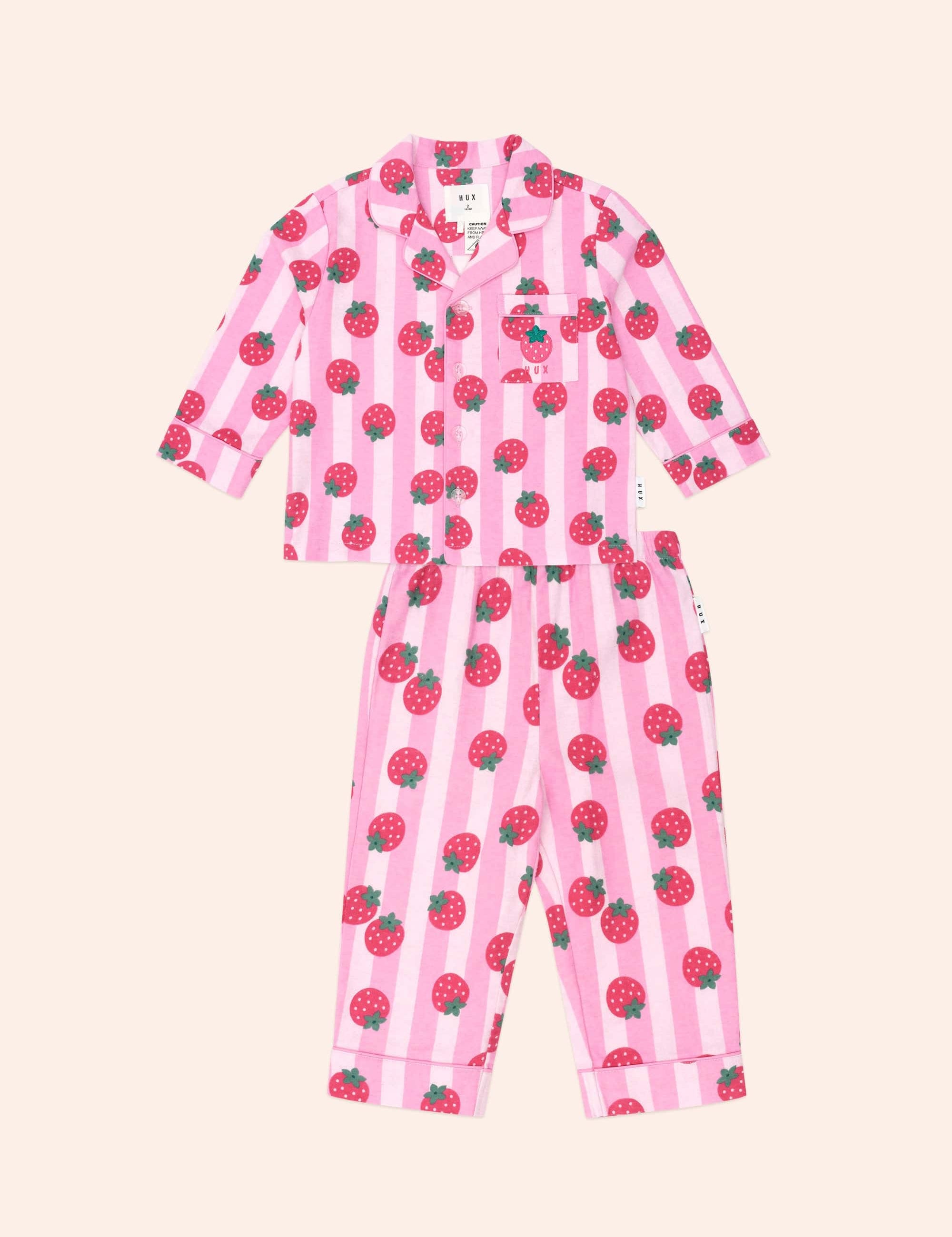 Strawberry Fields Forever Stripe Flannel Pj SLEEPWEAR Huxbaby