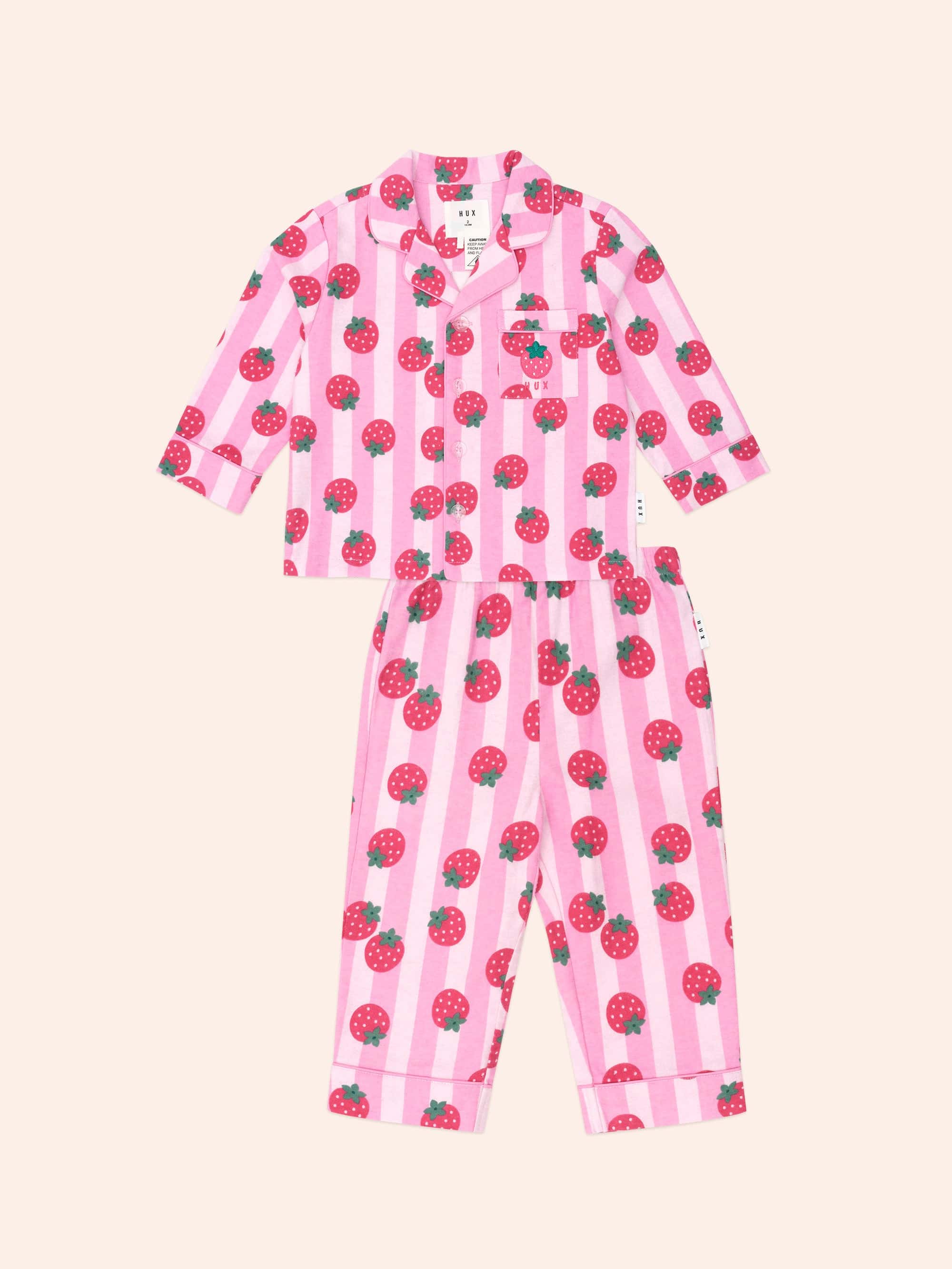 Strawberry Fields Forever Stripe Flannel Pj SLEEPWEAR Huxbaby