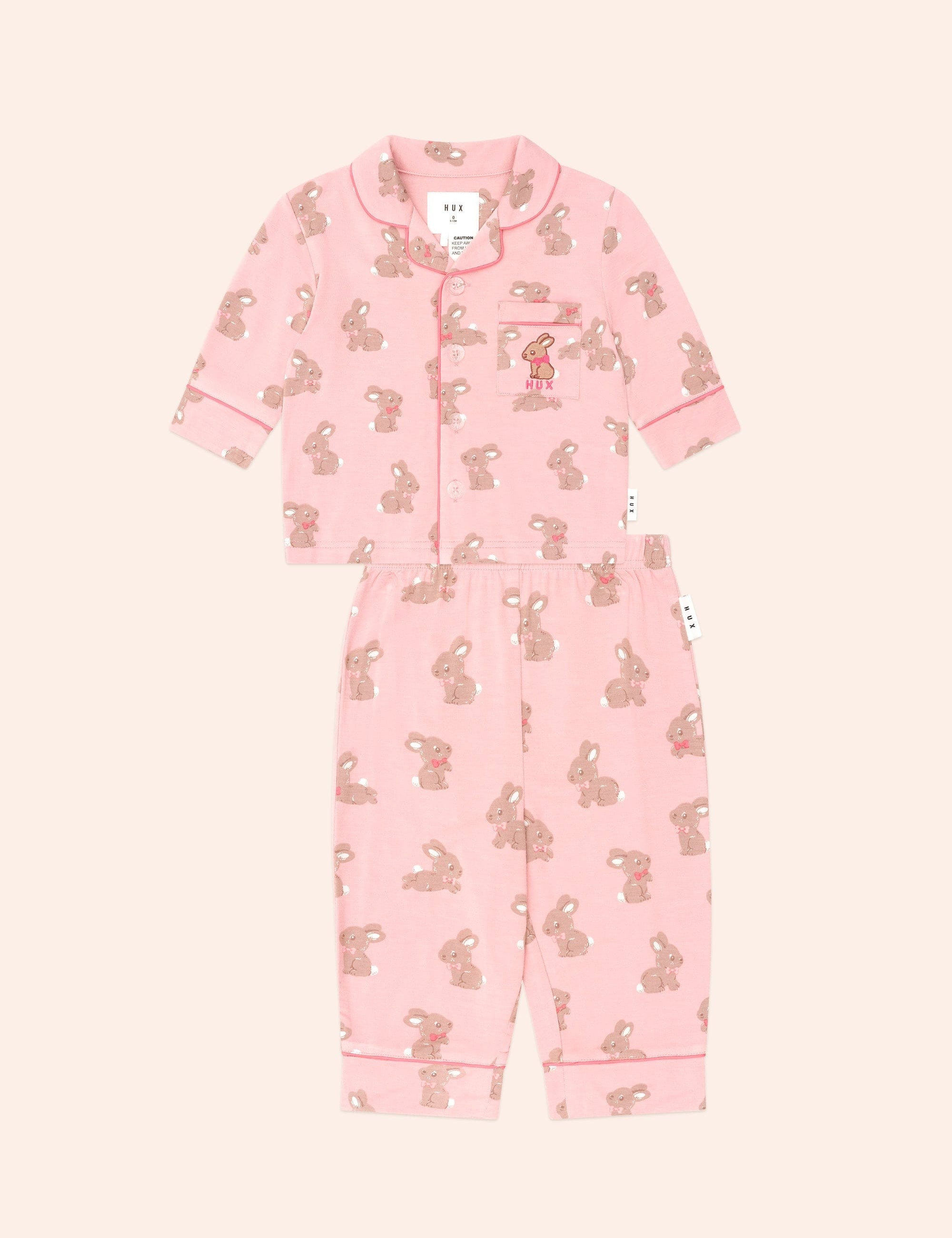 Dusty Pink Bunny Pj Set SLEEPWEAR Huxbaby
