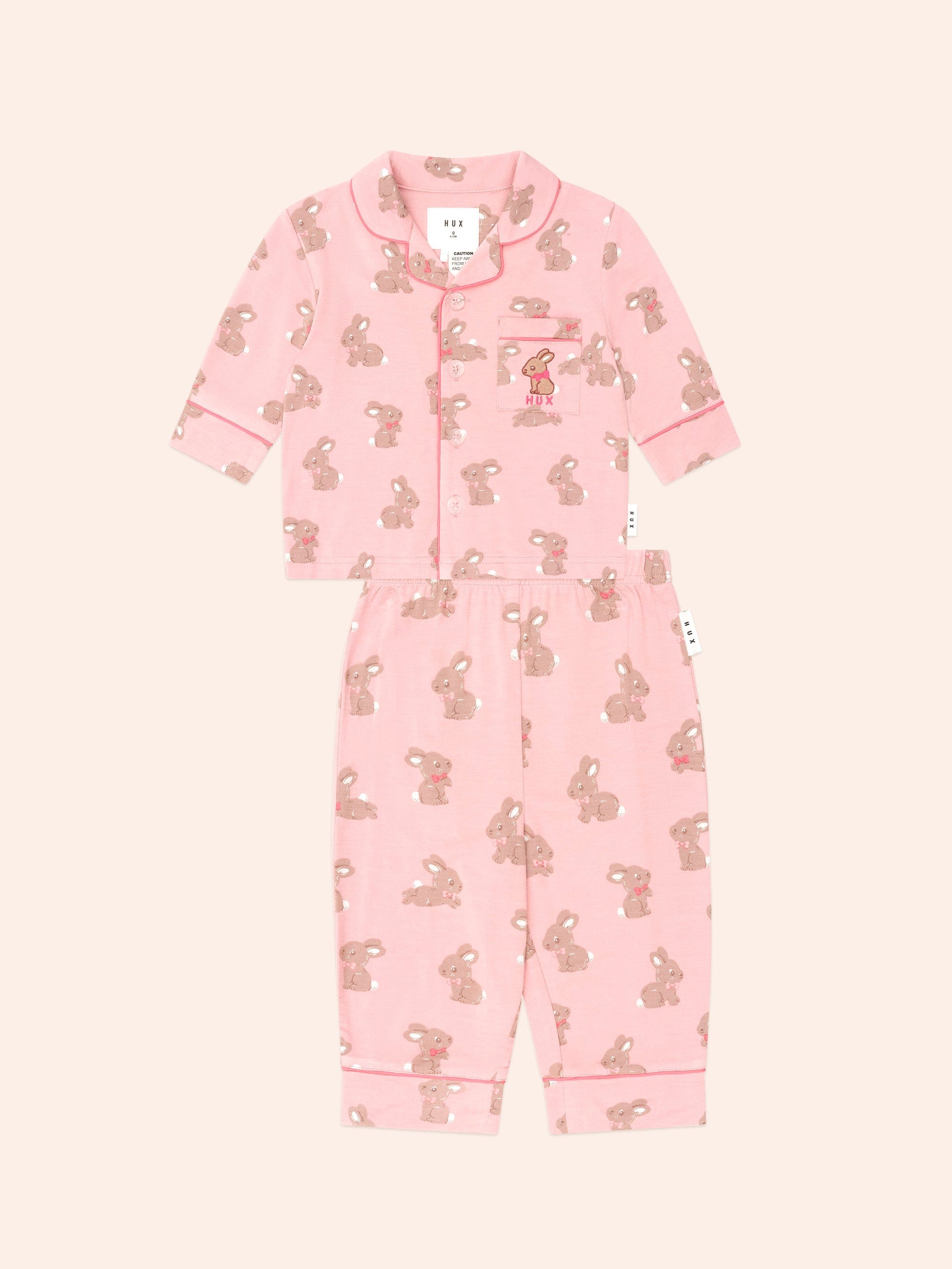 Dusty Pink Bunny Pj Set SLEEPWEAR Huxbaby