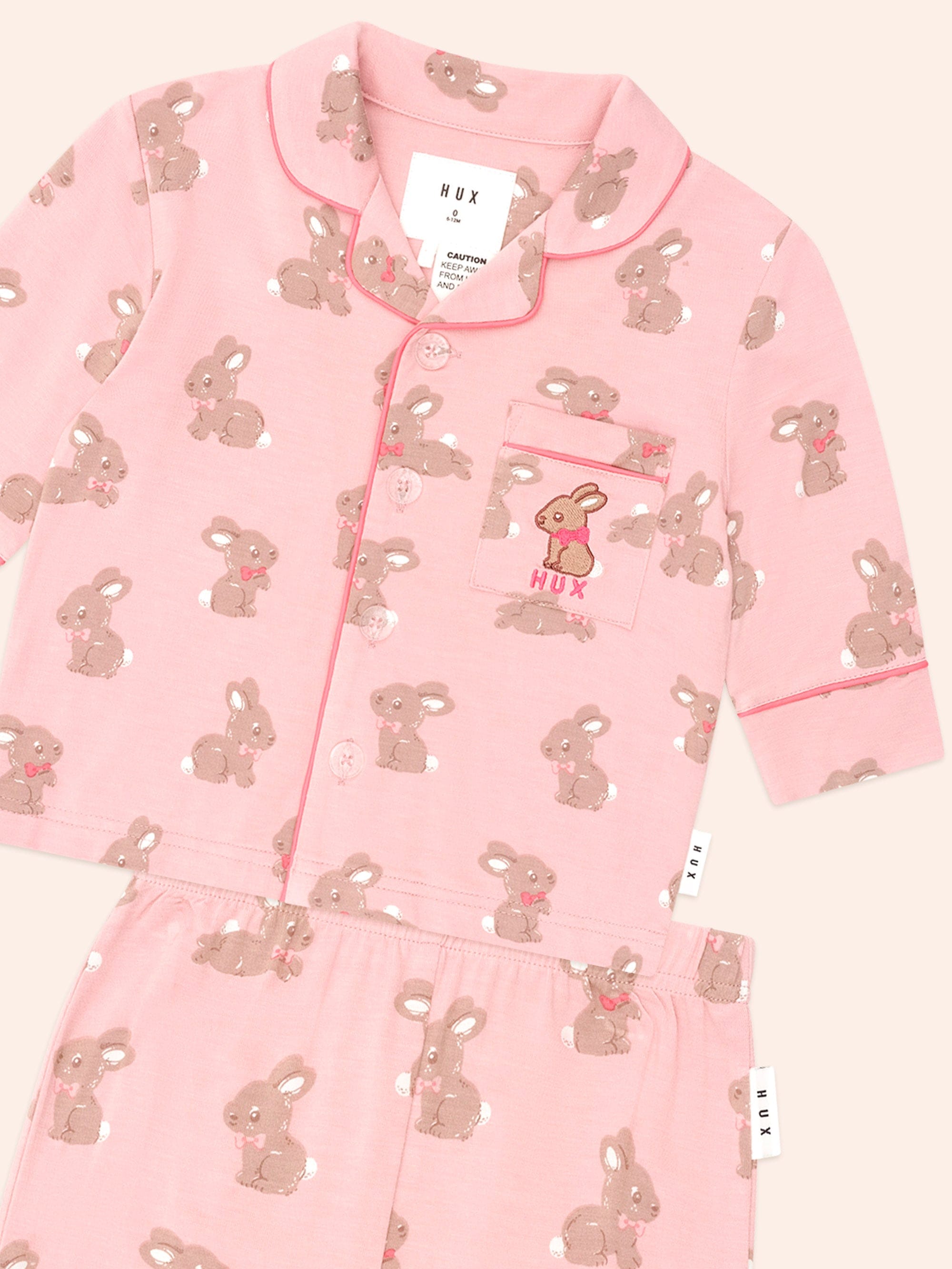 Dusty Pink Bunny Pj Set SLEEPWEAR Huxbaby