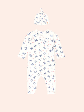 My First Hux Hearts And Bows Newborn Romper SET Huxbaby