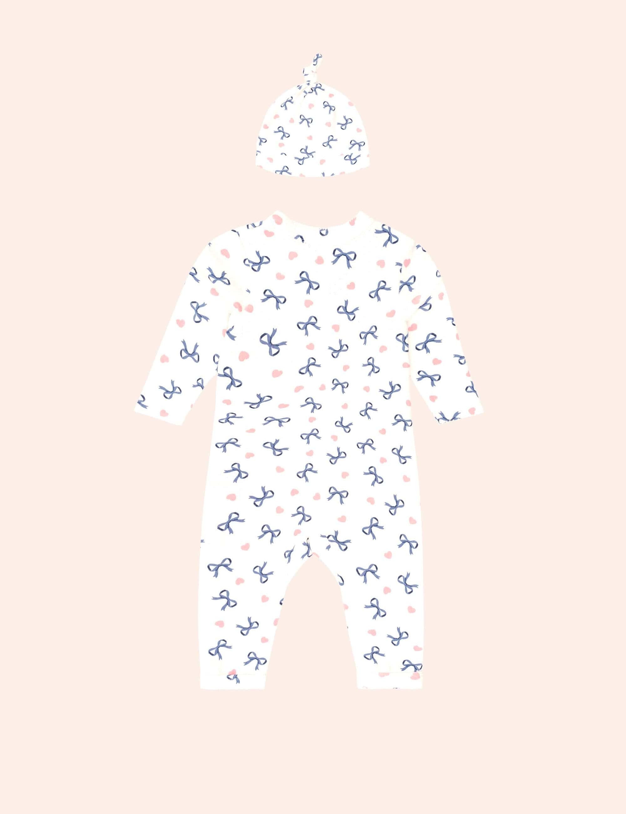 My First Hux Hearts And Bows Newborn Romper SET Huxbaby