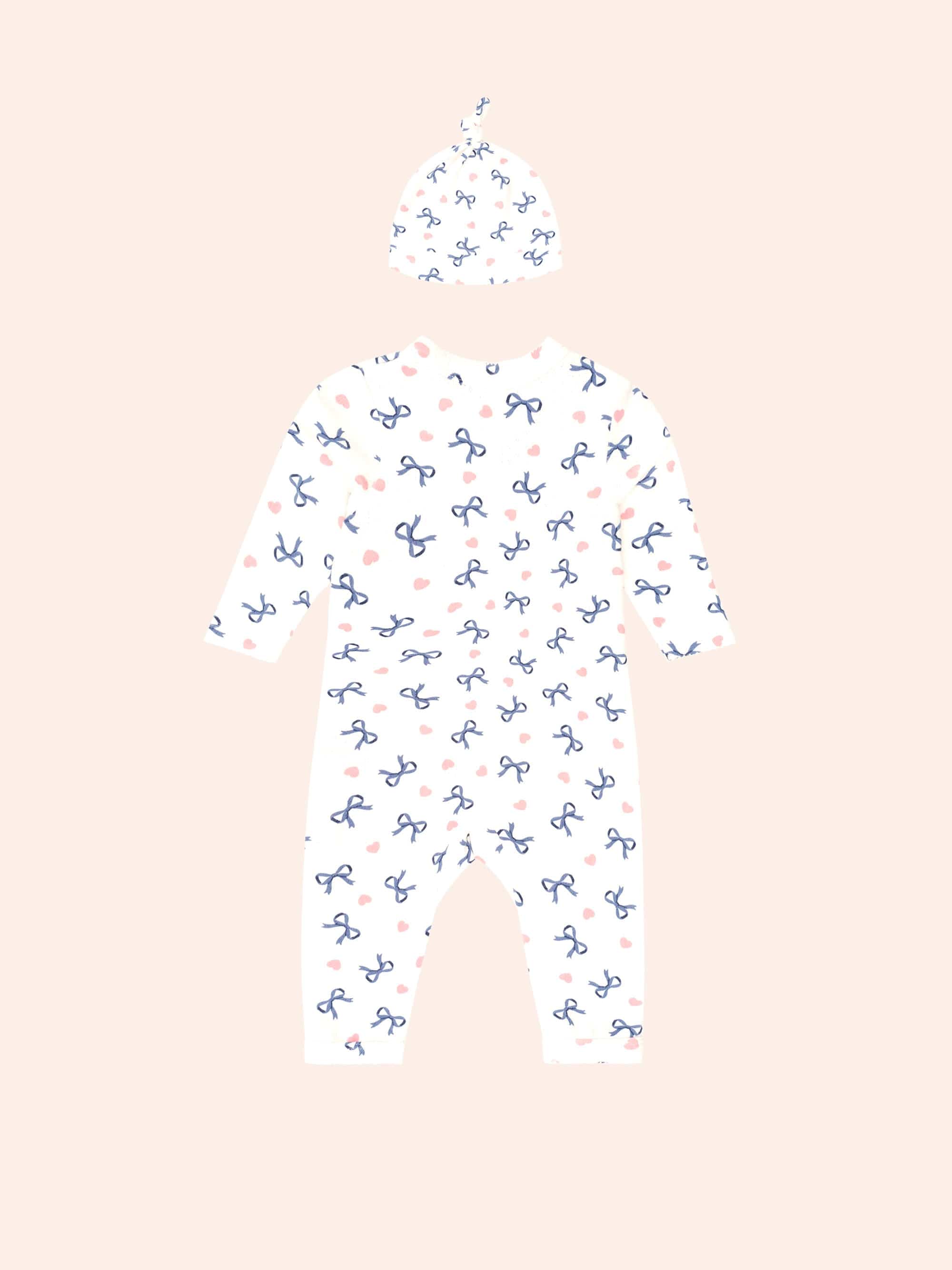 My First Hux Hearts And Bows Newborn Romper SET Huxbaby