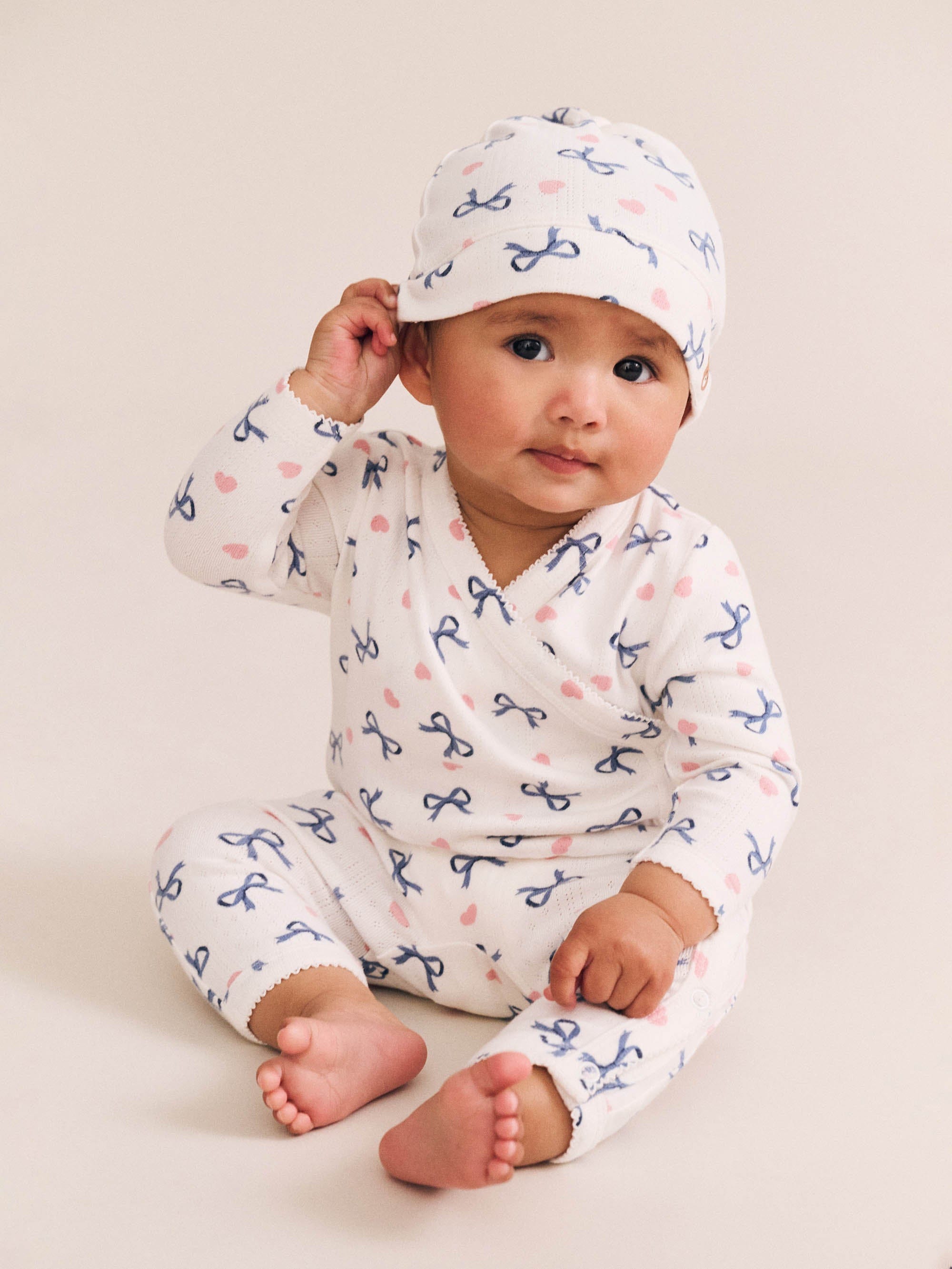 My First Hux Hearts And Bows Newborn Romper SET Huxbaby