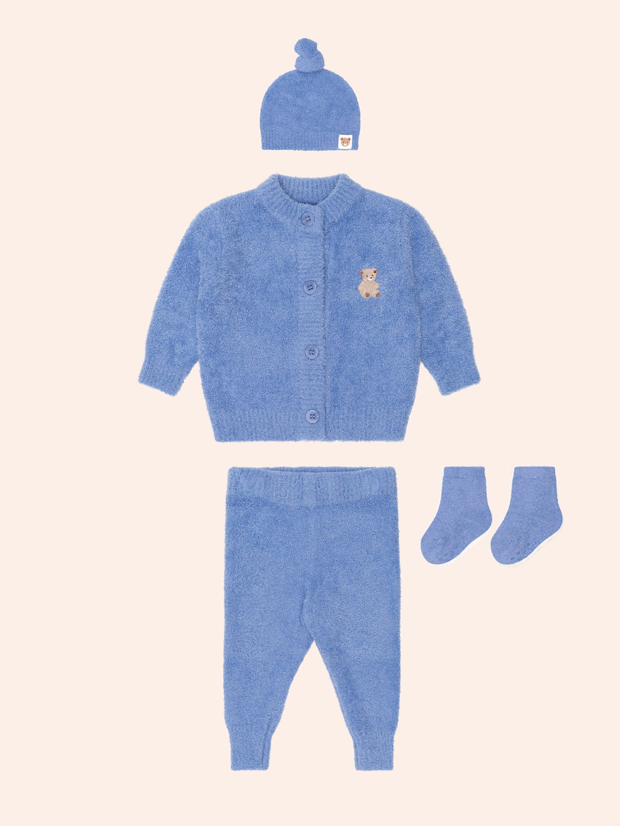 My First Hux Vintage Blue 4Pc Boucle Newborn Set SET Huxbaby