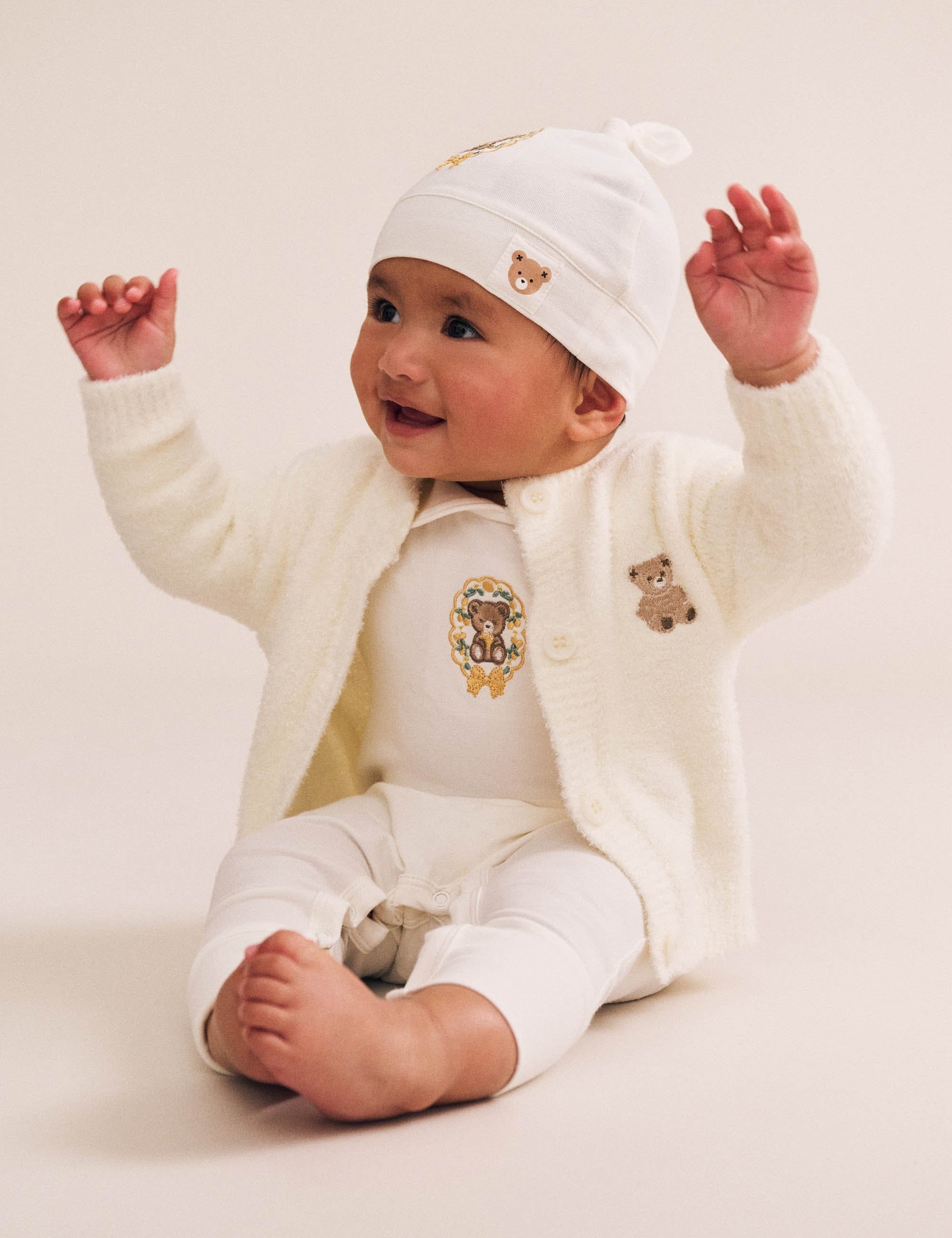 My First Hux Almond Milk 4Pc Boucle Newborn Set SET Huxbaby