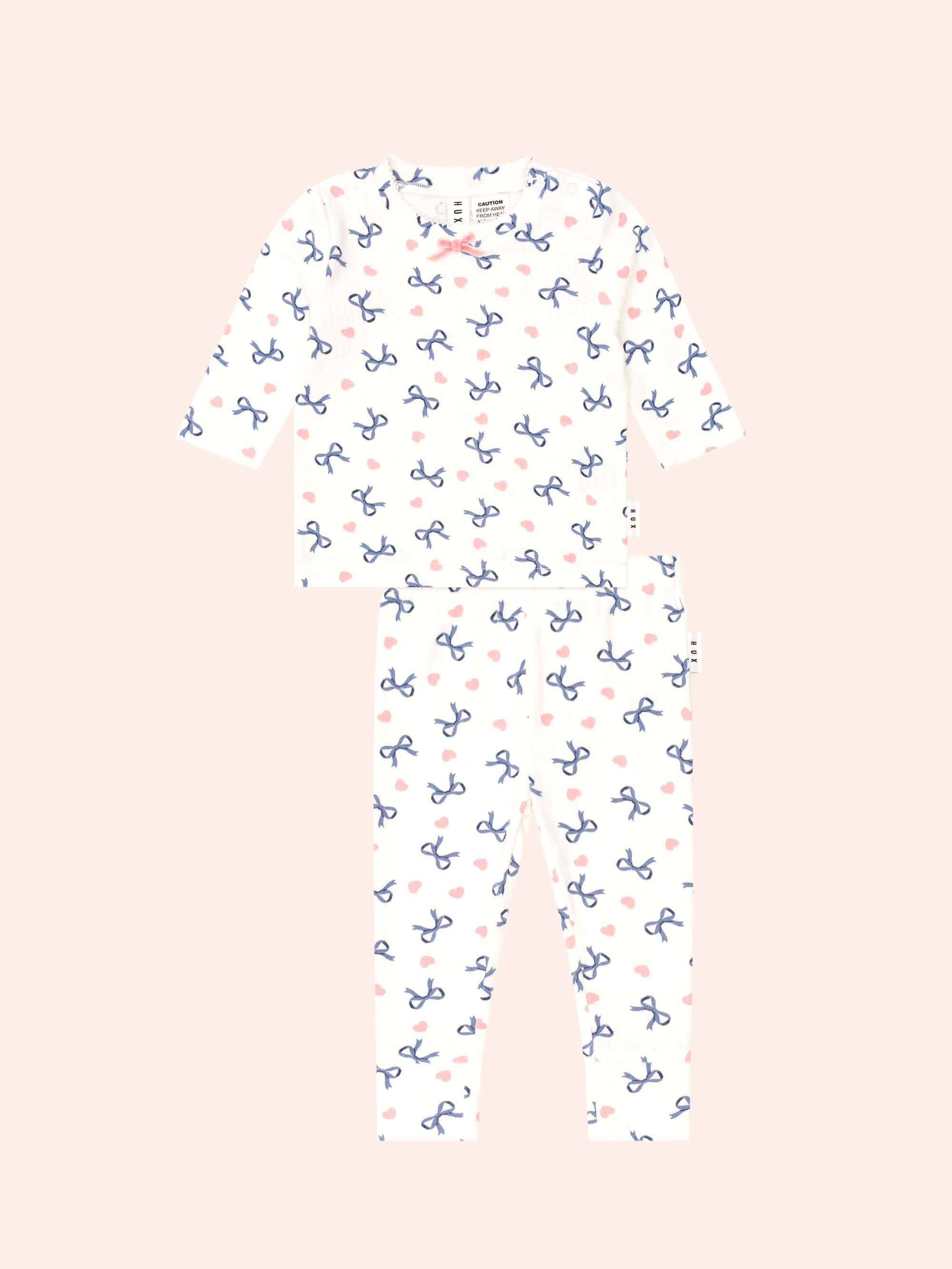 Hearts And Bows Long Sleeve Pj Set SET Huxbaby
