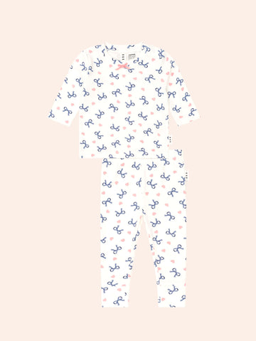 Hearts And Bows Long Sleeve Pj Set SET Huxbaby