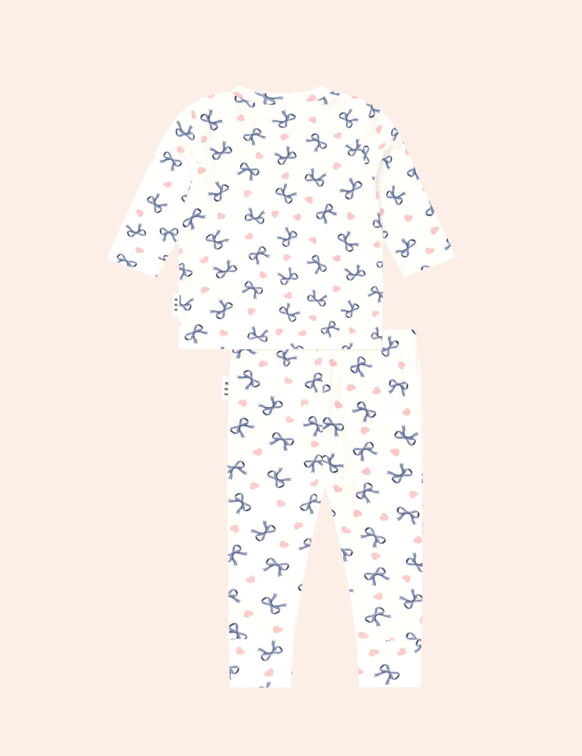 Hearts And Bows Long Sleeve Pj Set SET Huxbaby