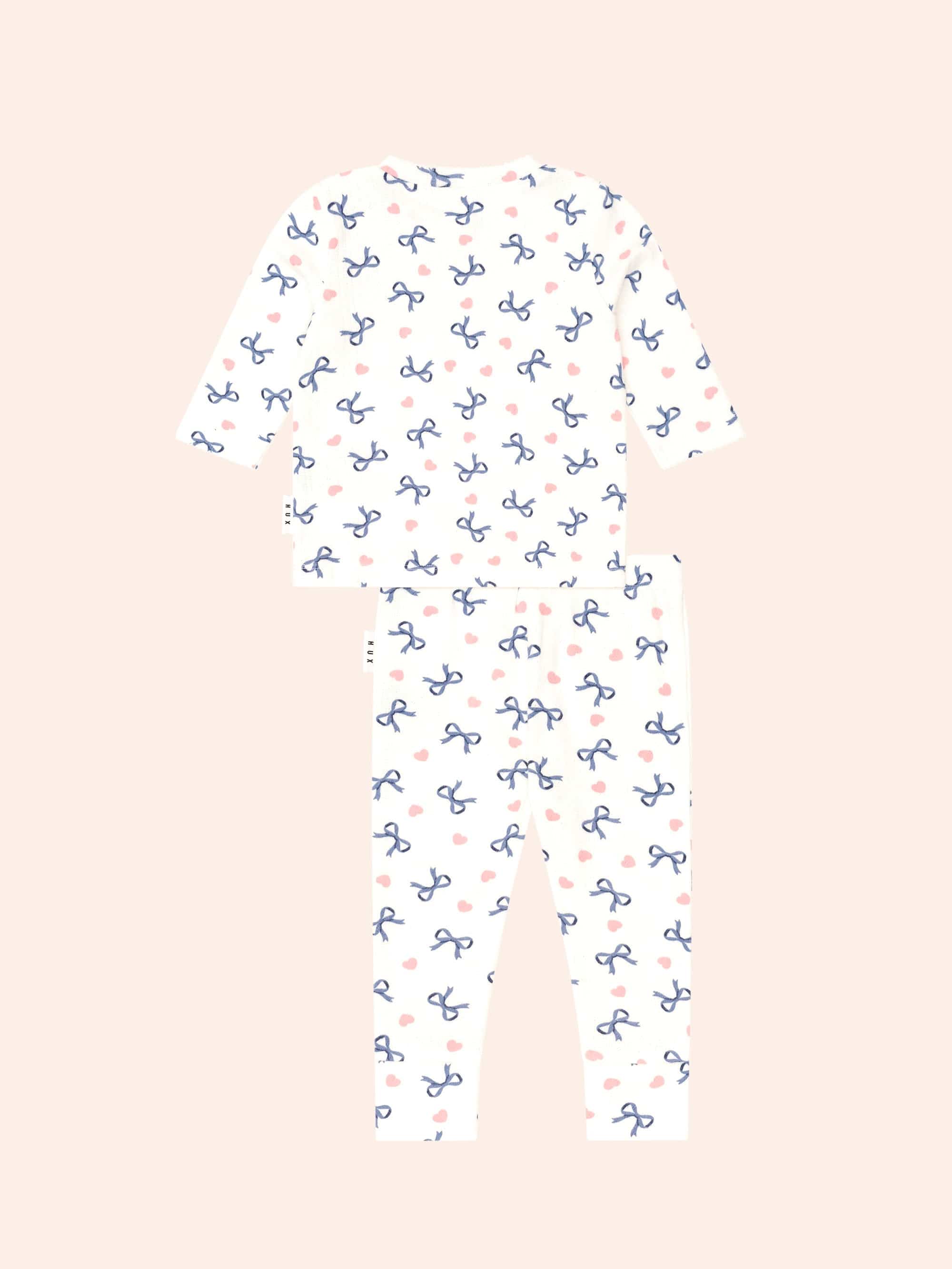 Hearts And Bows Long Sleeve Pj Set SET Huxbaby