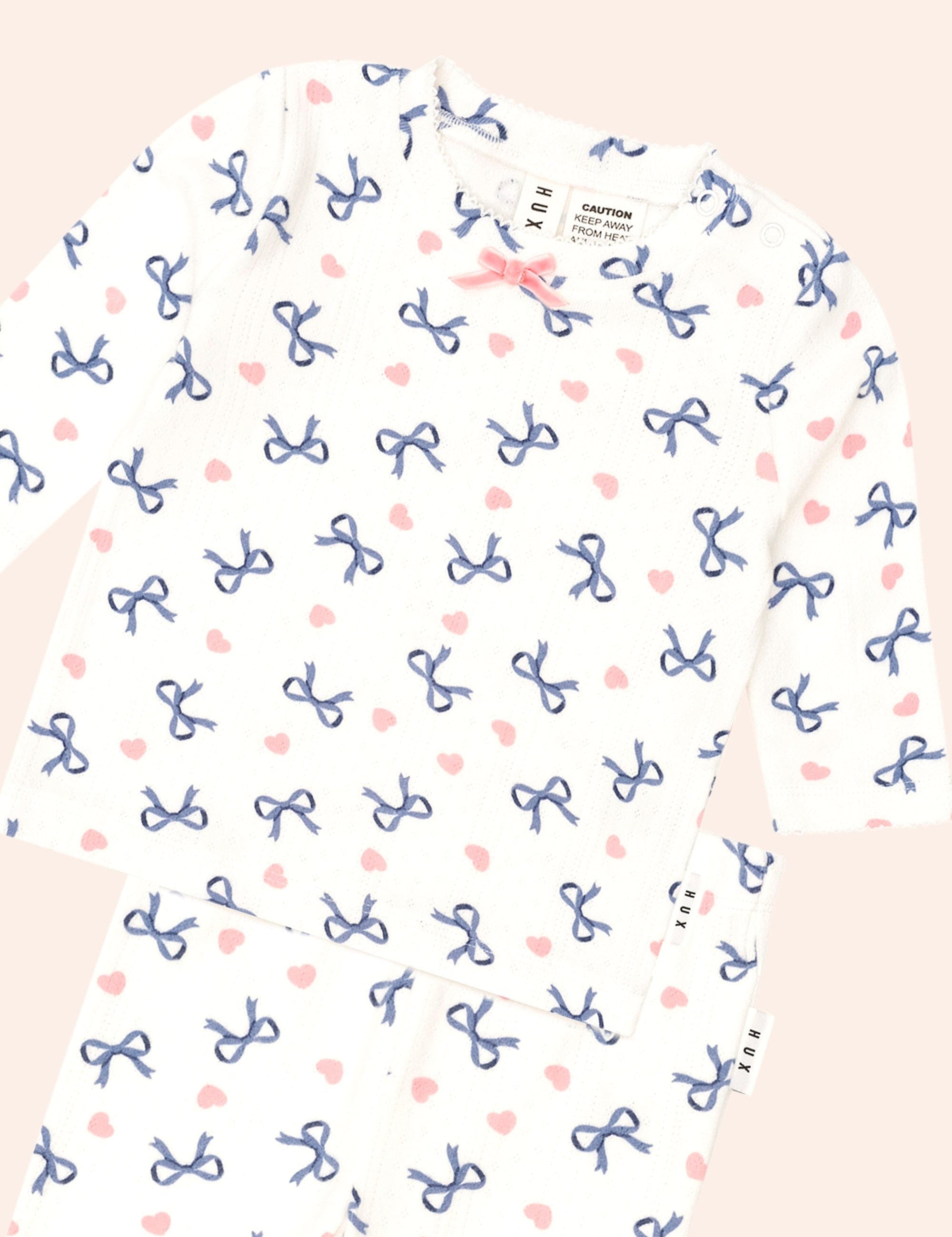 Hearts And Bows Long Sleeve Pj Set SET Huxbaby